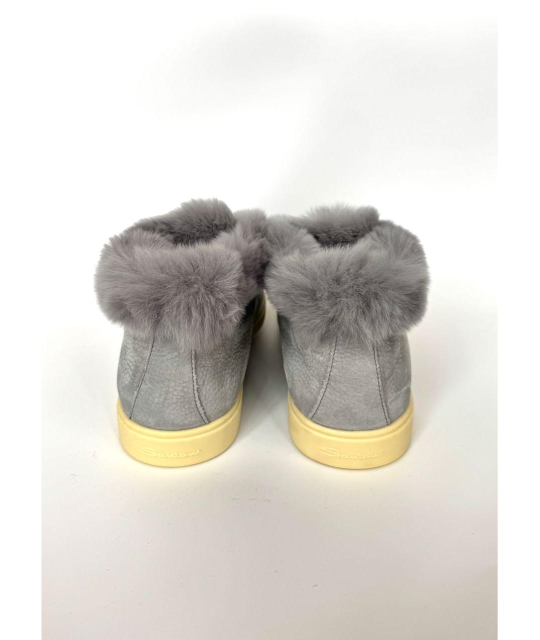 SANTONI Серые кожаные лоферы, фото 4