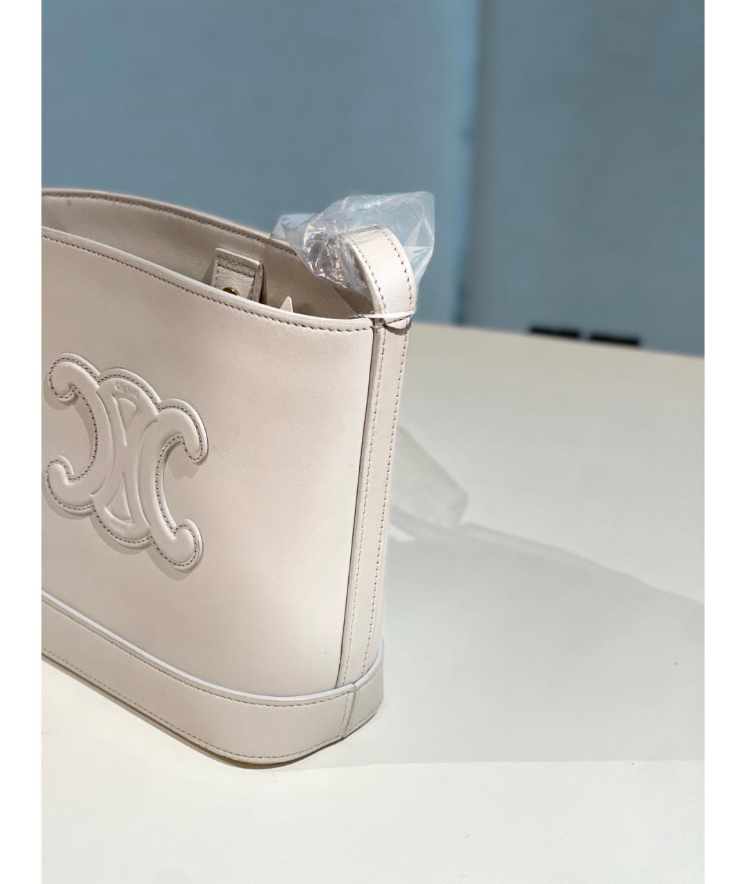 CELINE Белая кожаная сумка через плечо, фото 6