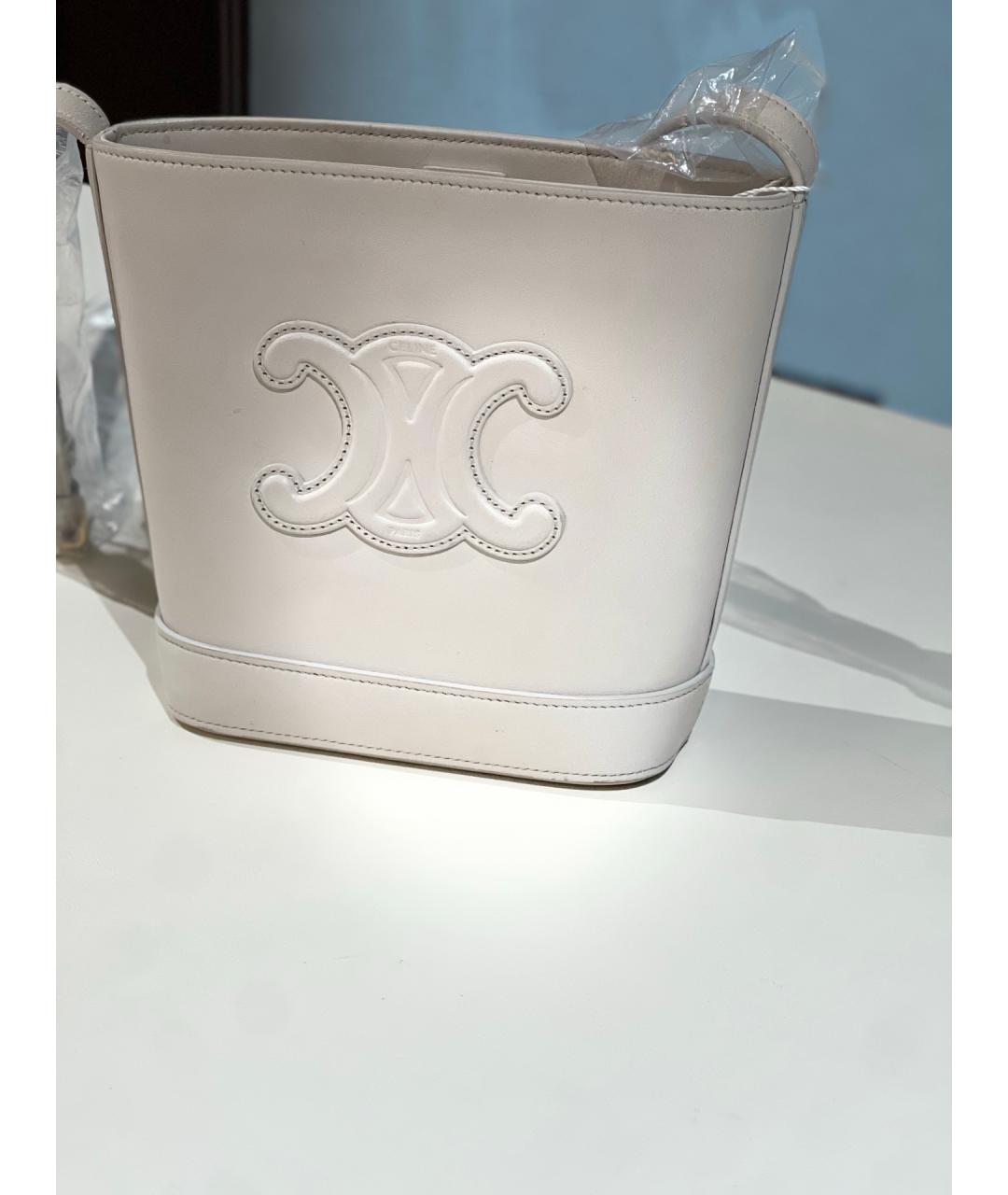 CELINE Белая кожаная сумка через плечо, фото 5