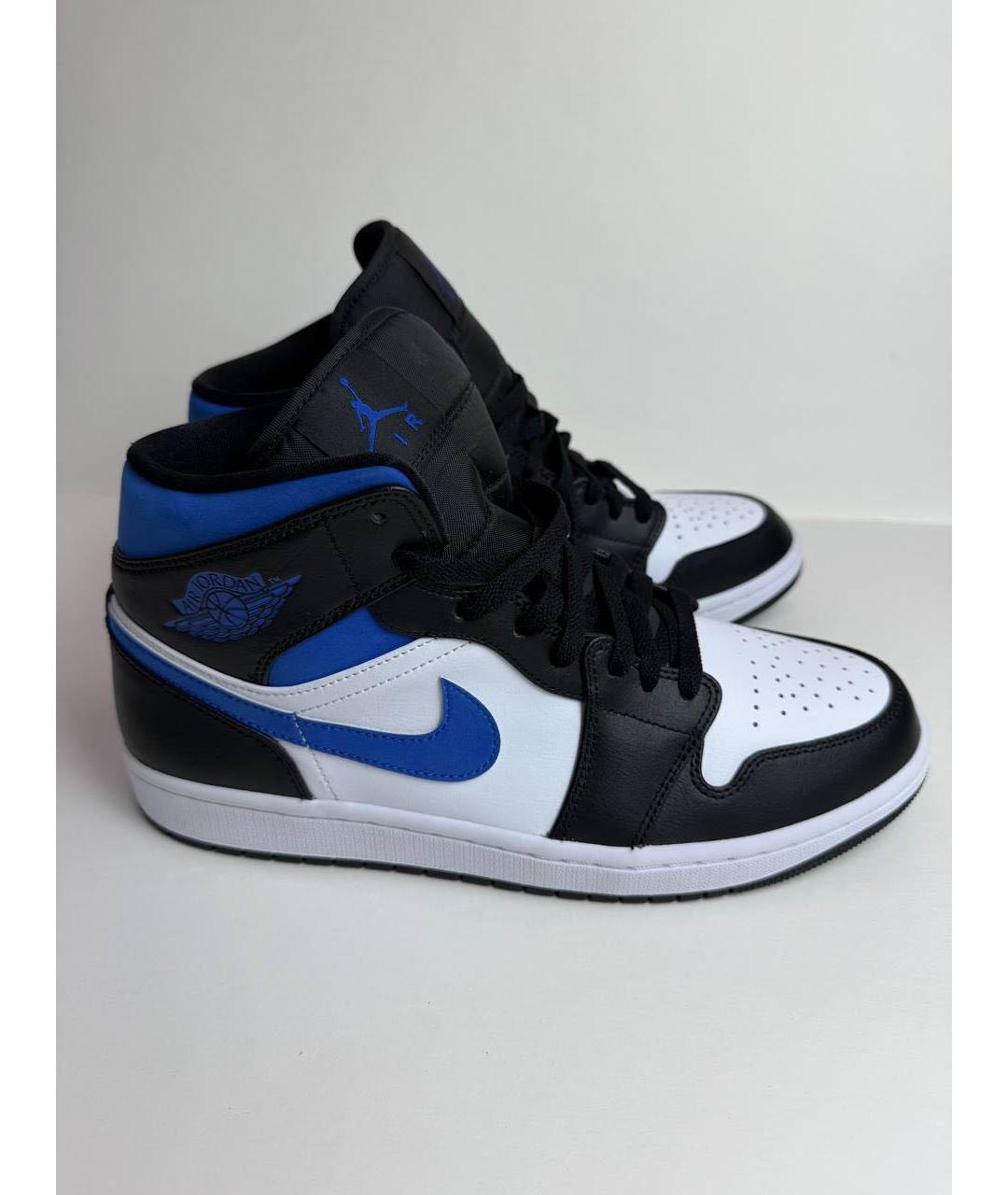 JORDAN Синие кожаные высокие кроссовки / кеды, фото 4