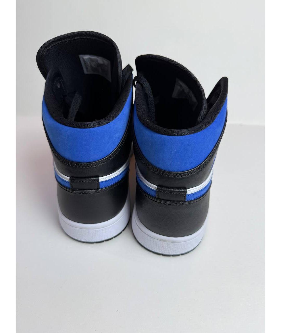 JORDAN Синие кожаные высокие кроссовки / кеды, фото 3