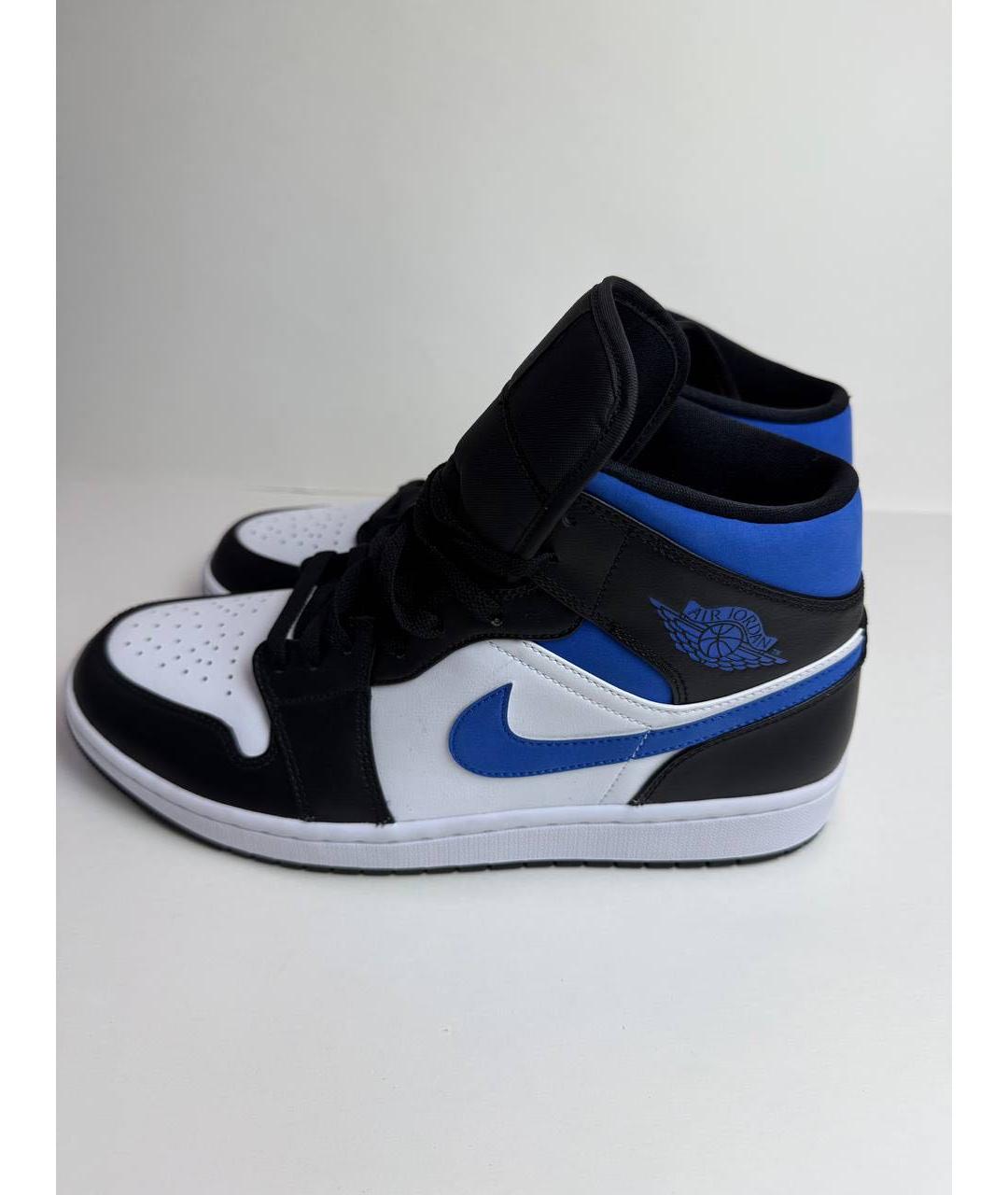 JORDAN Синие кожаные высокие кроссовки / кеды, фото 7