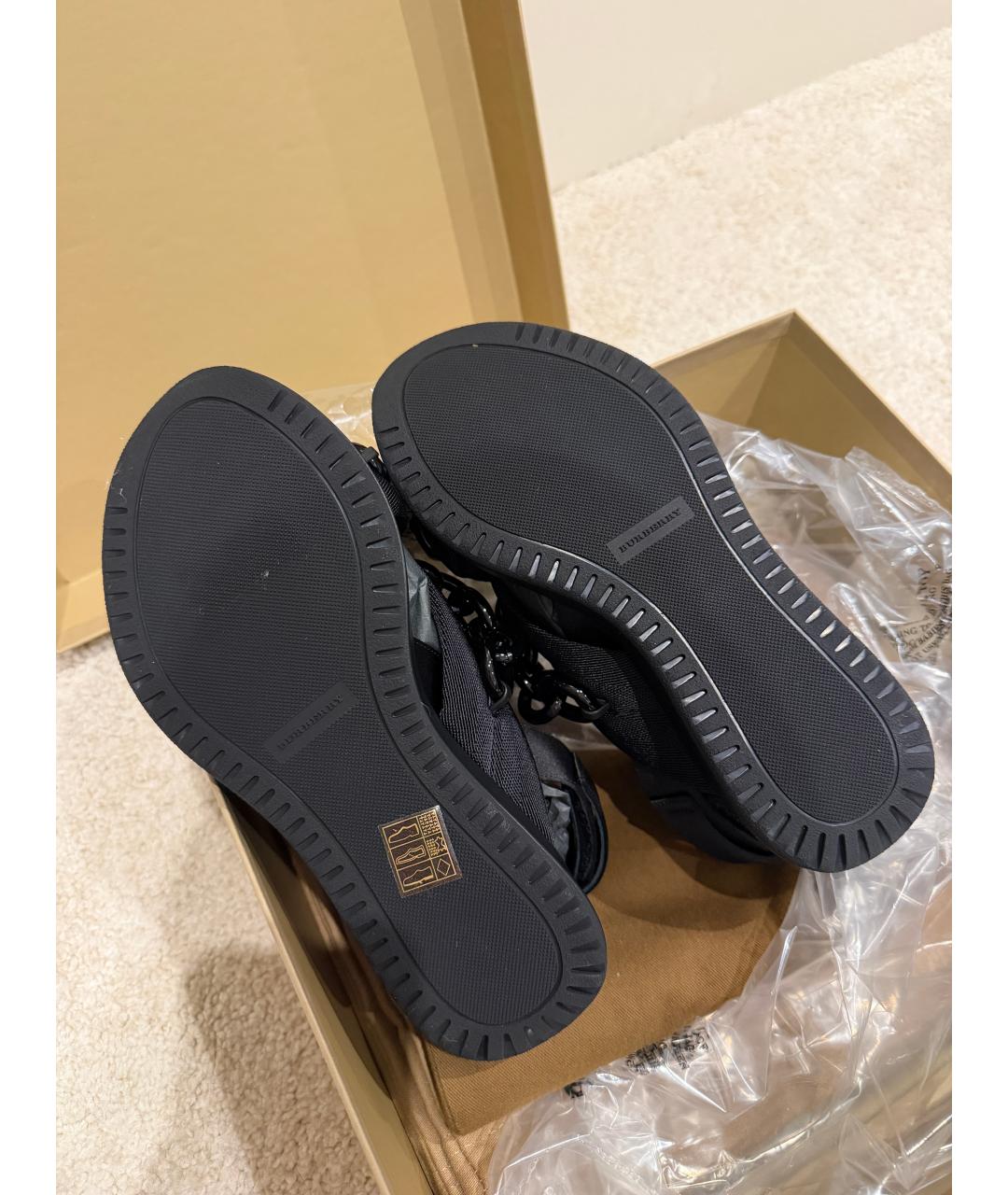 BURBERRY Черные текстильные сандалии, фото 5