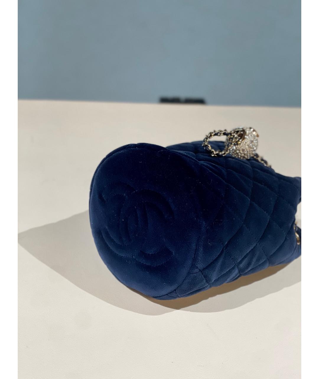 CHANEL Синяя бархатная сумка через плечо, фото 6