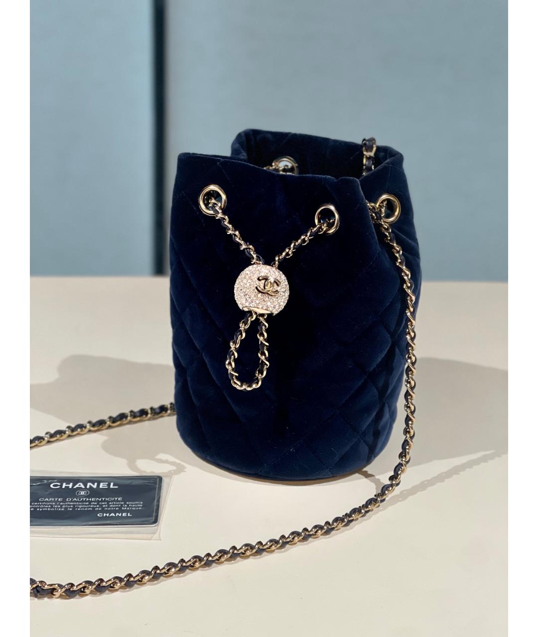 CHANEL Синяя бархатная сумка через плечо, фото 8