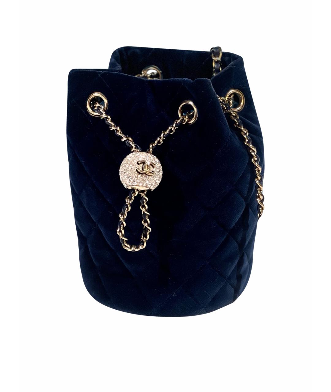CHANEL Синяя бархатная сумка через плечо, фото 1