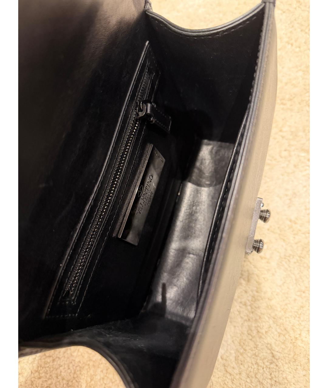 VALENTINO Черная кожаная сумка через плечо, фото 7