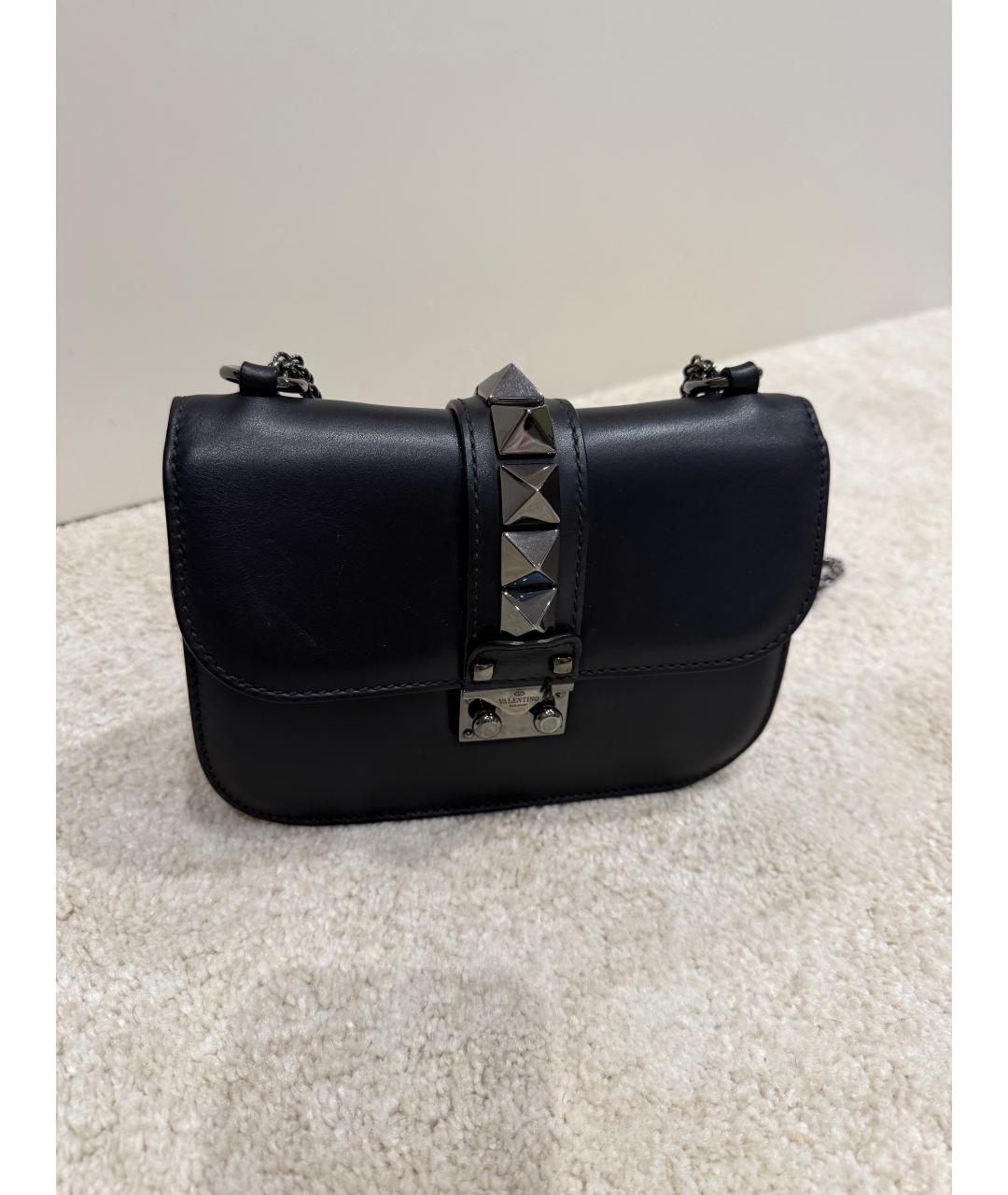 VALENTINO Черная кожаная сумка через плечо, фото 9