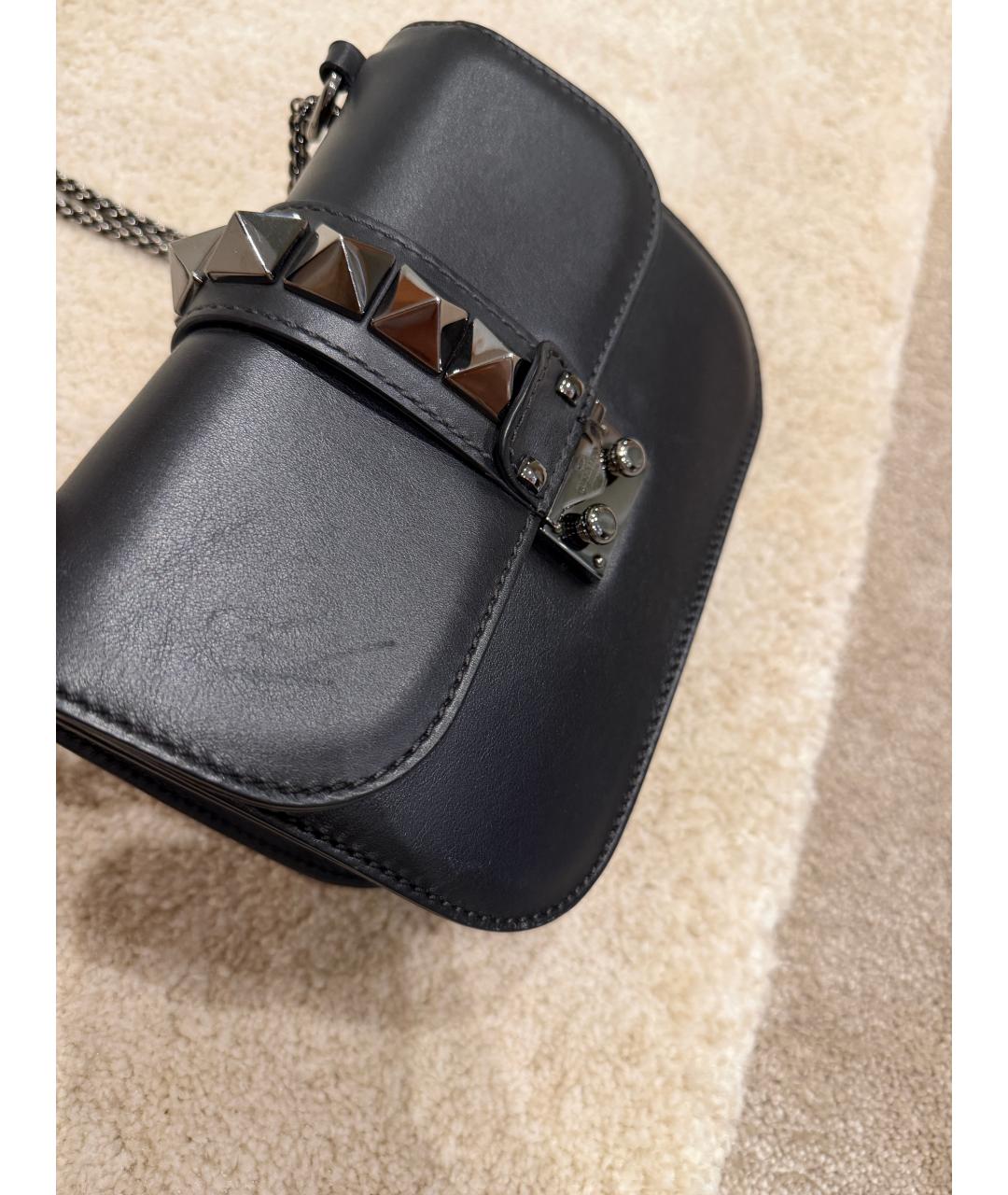 VALENTINO Черная кожаная сумка через плечо, фото 8