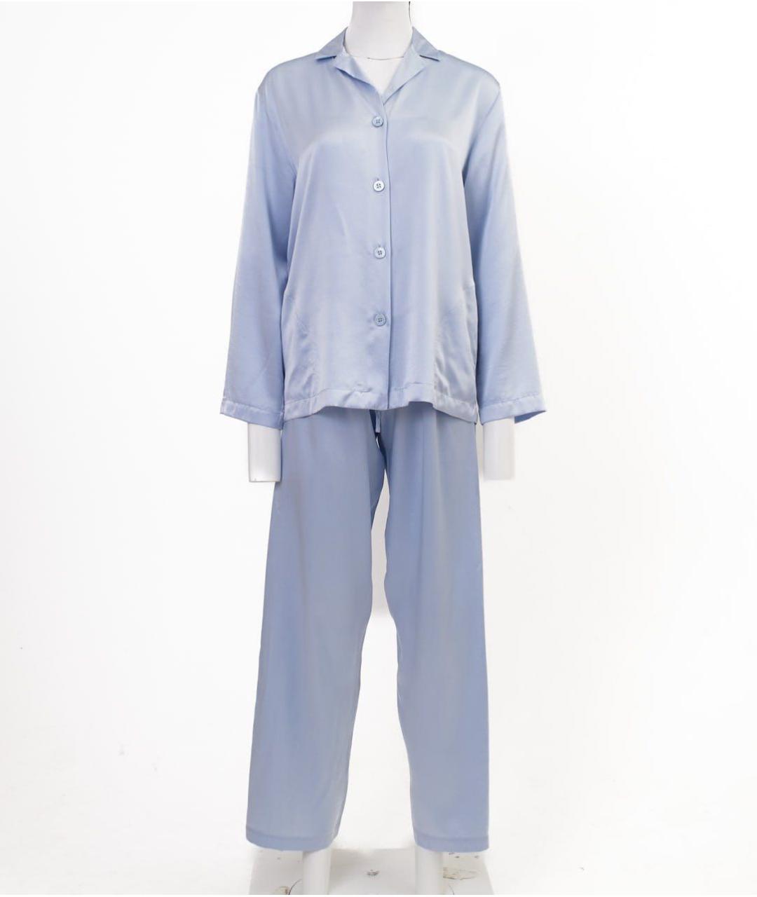 LA PERLA Голубой шелковый костюм с брюками, фото 5