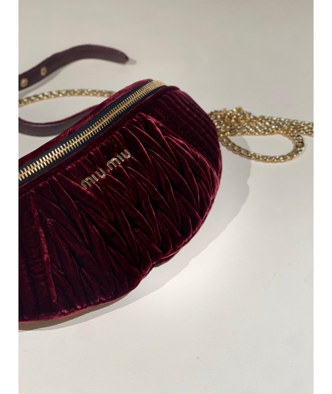 MIU MIU Красная бархатная поясная сумка, фото 6