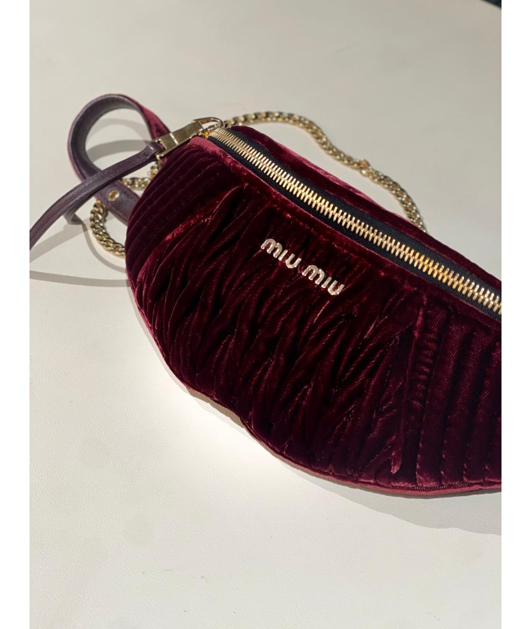 MIU MIU Красная бархатная поясная сумка, фото 3