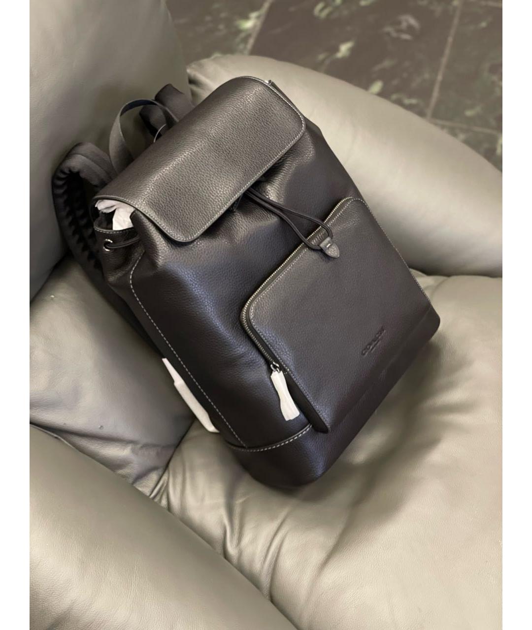 COACH Черный кожаный рюкзак, фото 3
