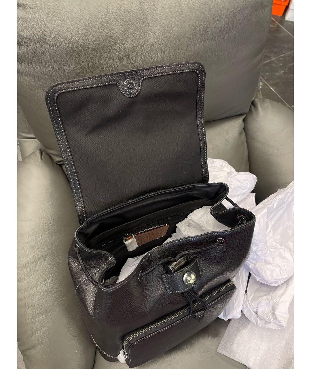 COACH Черный кожаный рюкзак, фото 5