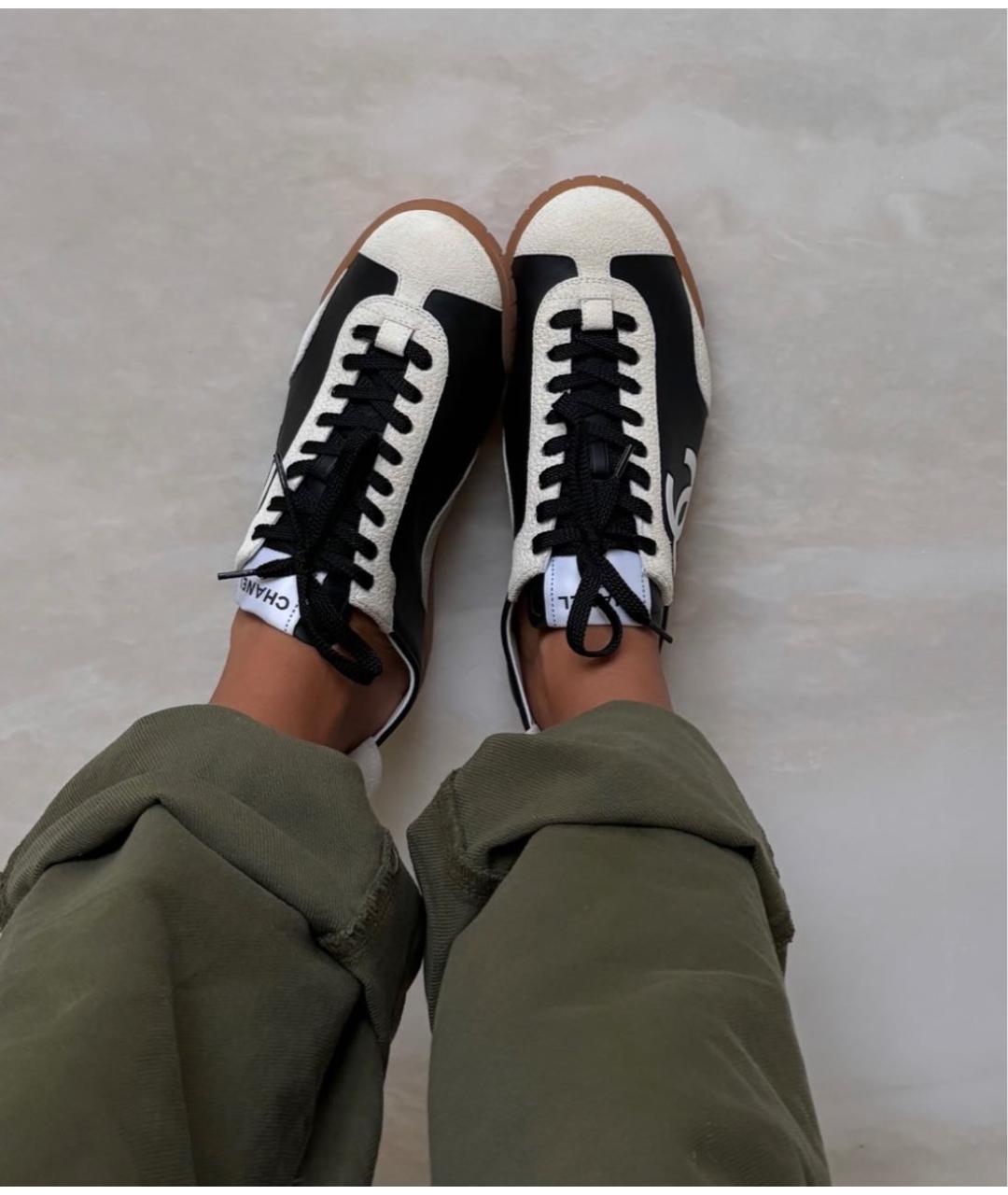 CHANEL Черные кожаные кеды, фото 4