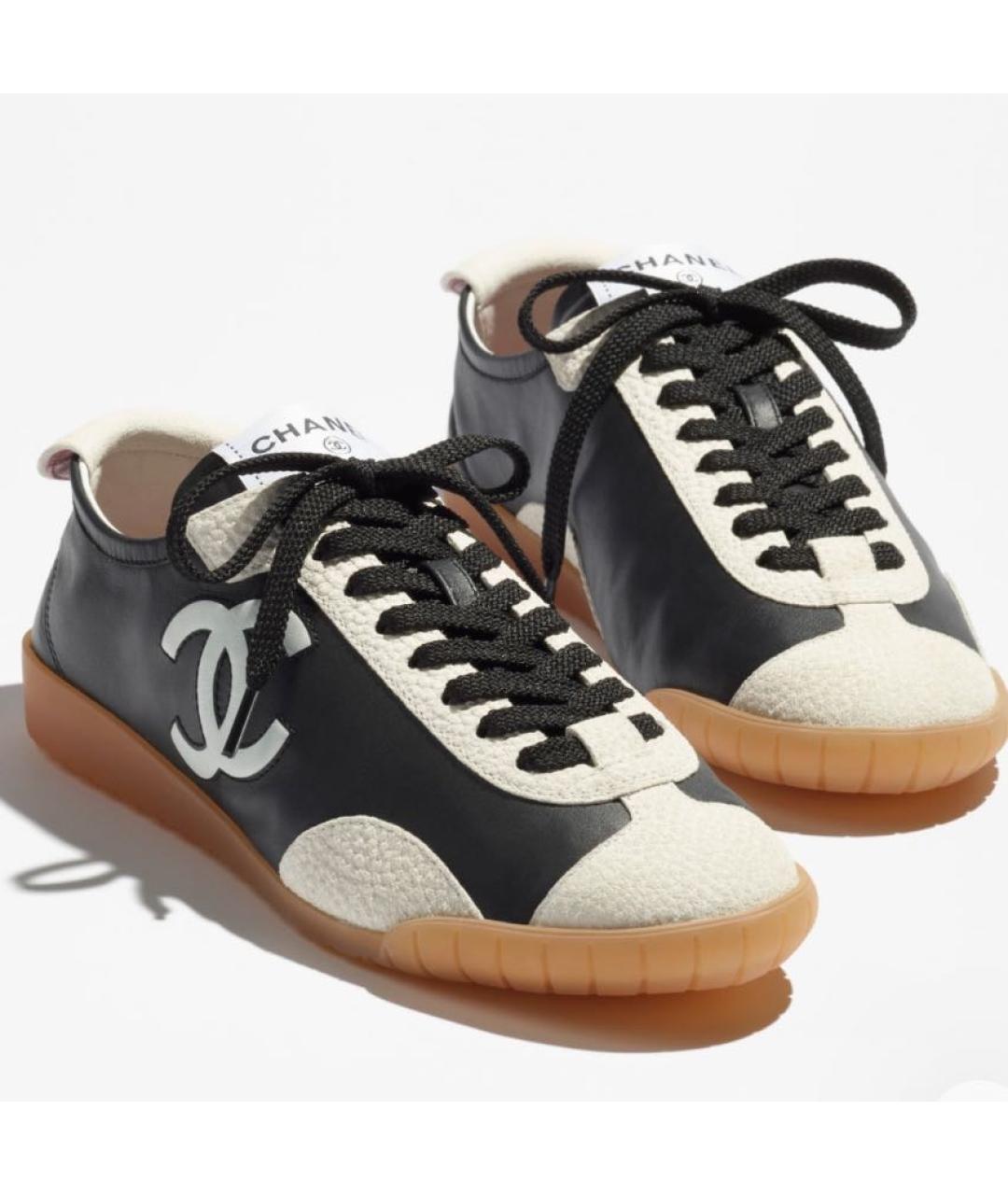 CHANEL Черные кожаные кеды, фото 2