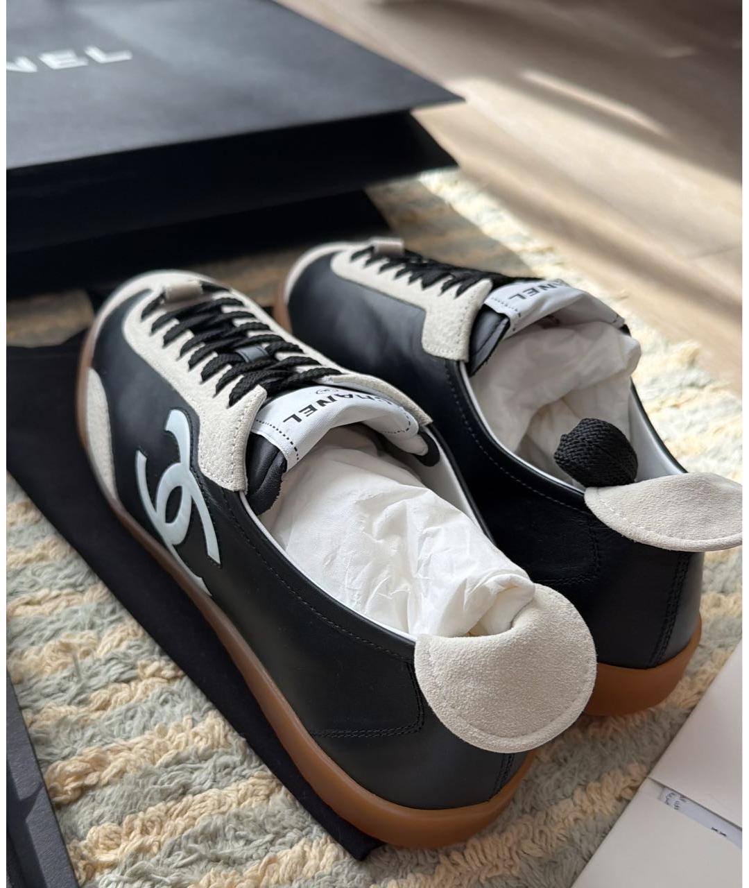 CHANEL Черные кожаные кеды, фото 3