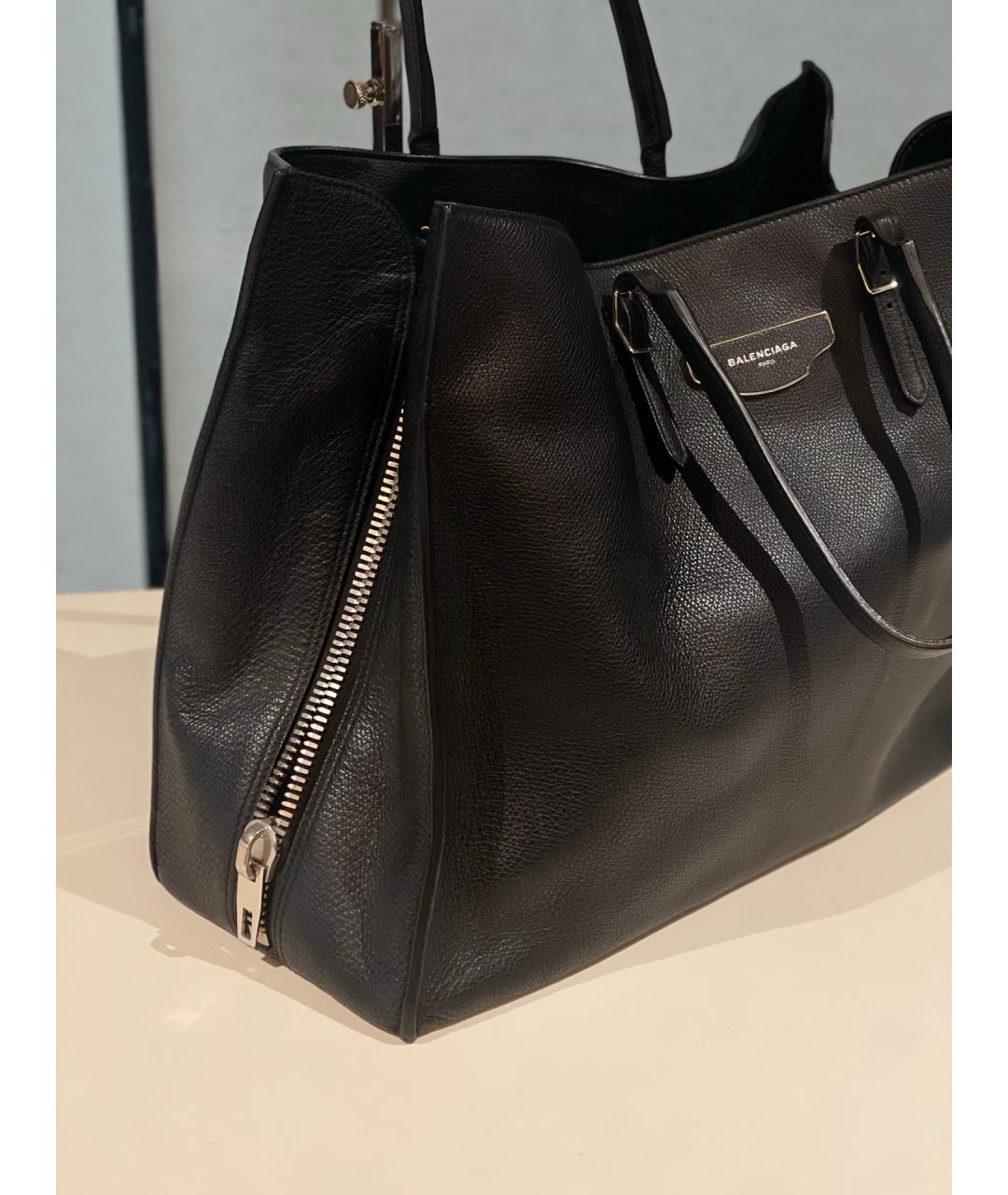 BALENCIAGA Черная кожаная сумка тоут, фото 6