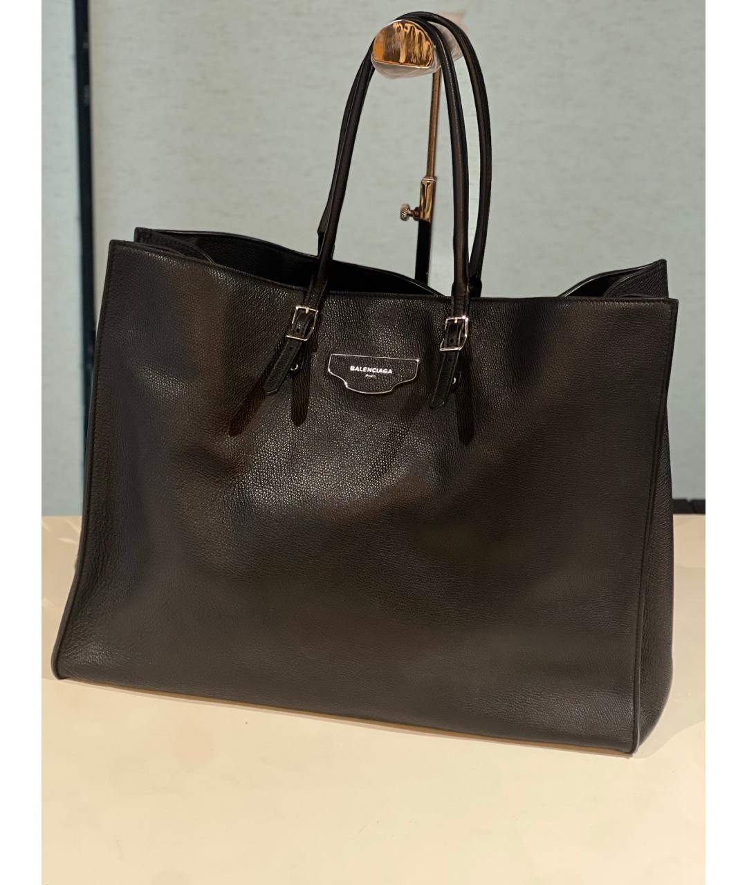 BALENCIAGA Черная кожаная сумка тоут, фото 7