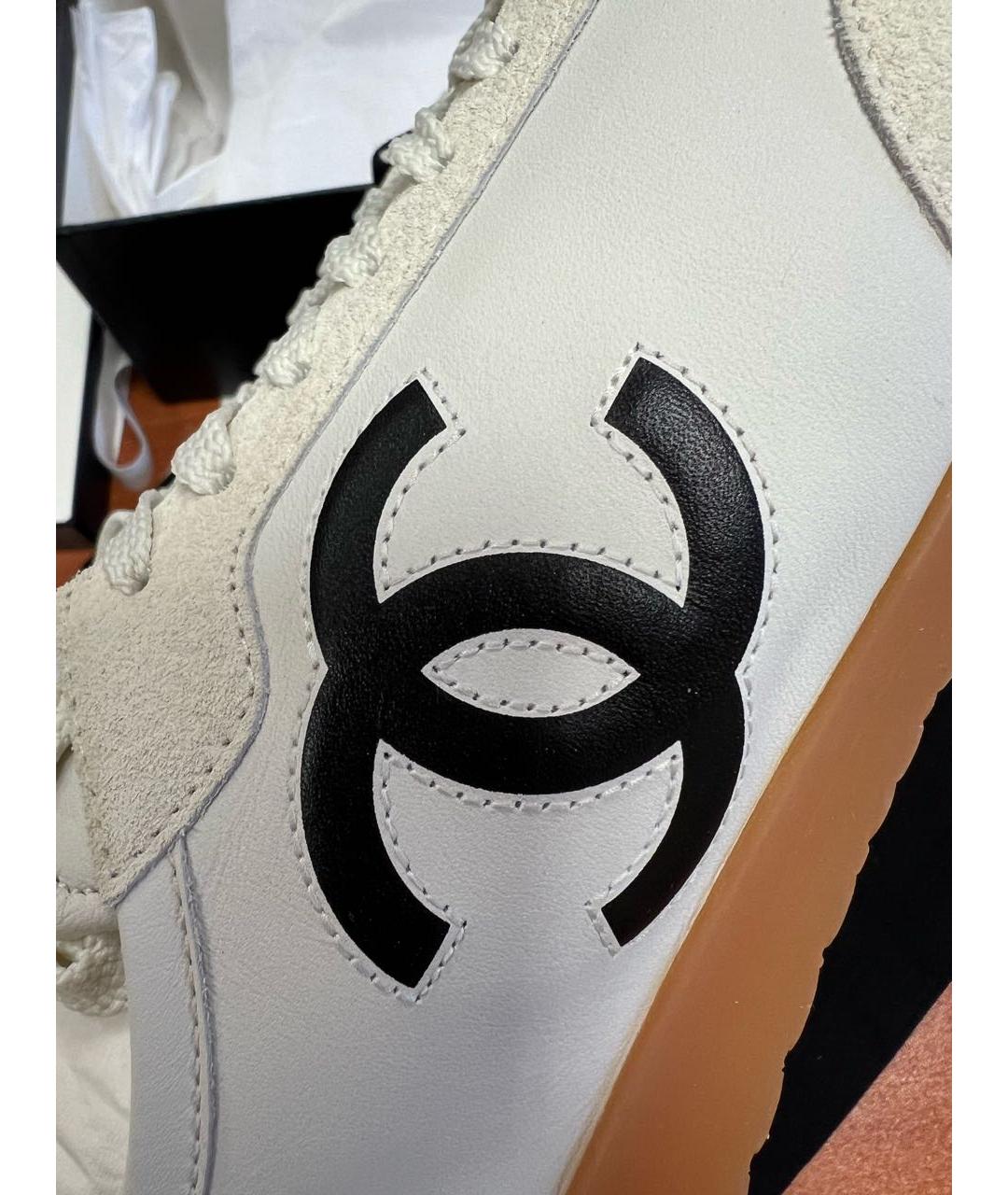 CHANEL Белые кожаные кеды, фото 6