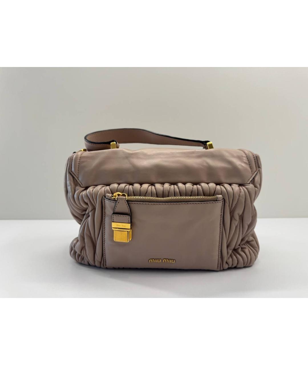 MIU MIU Бежевая кожаная сумка через плечо, фото 8