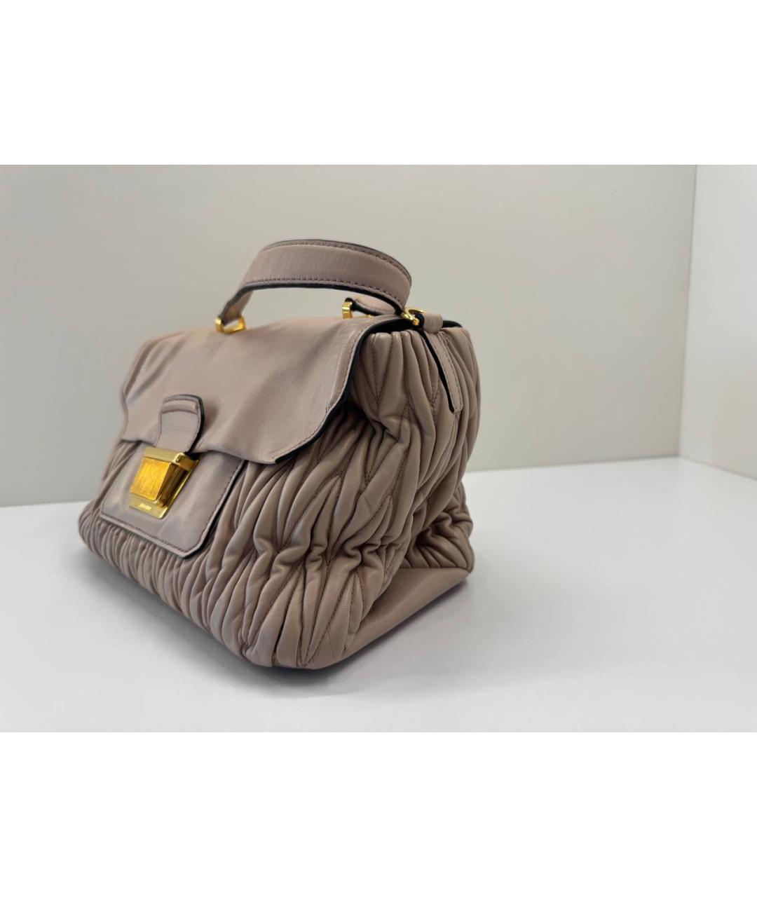 MIU MIU Бежевая кожаная сумка через плечо, фото 7