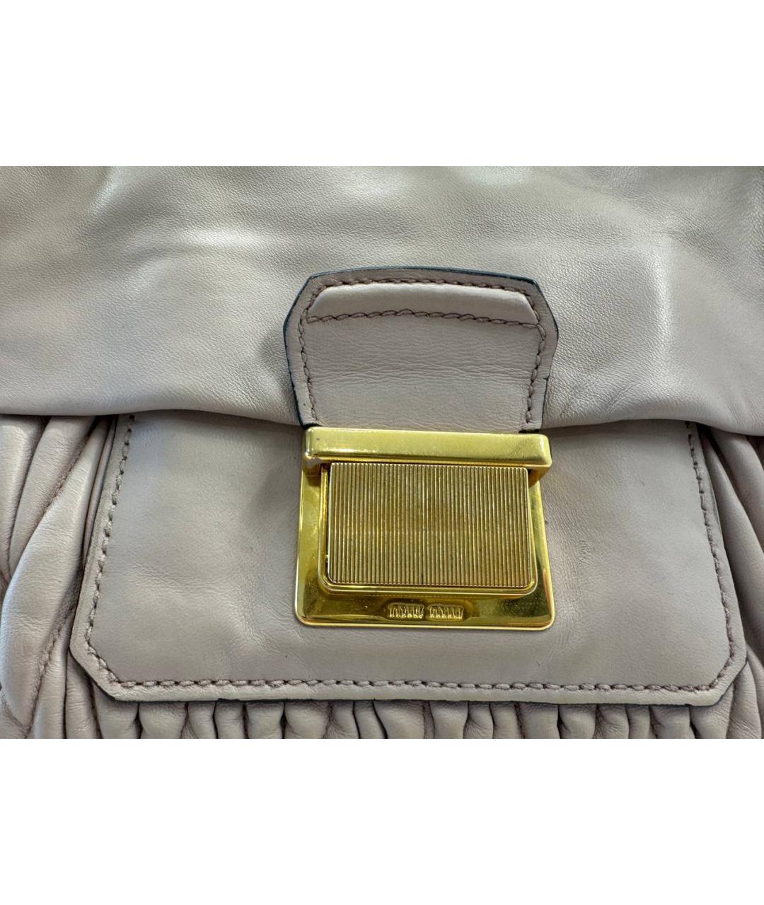 MIU MIU Бежевая кожаная сумка через плечо, фото 6