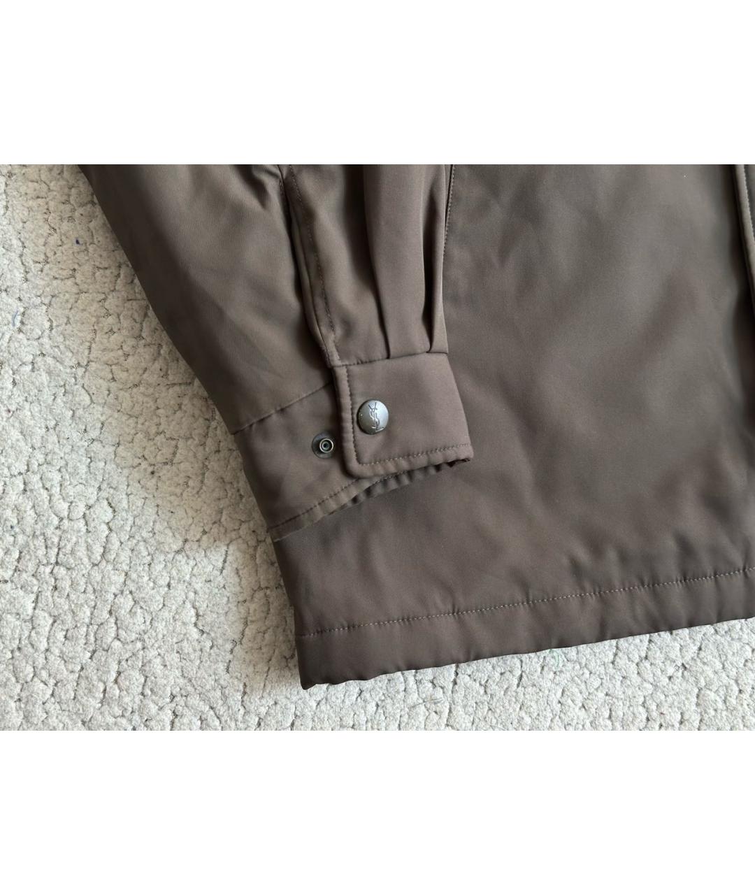 SAINT LAURENT Коричневая полиэстеровая куртка, фото 5