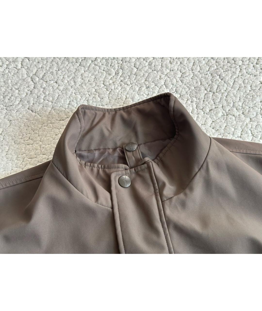 SAINT LAURENT Коричневая полиэстеровая куртка, фото 4