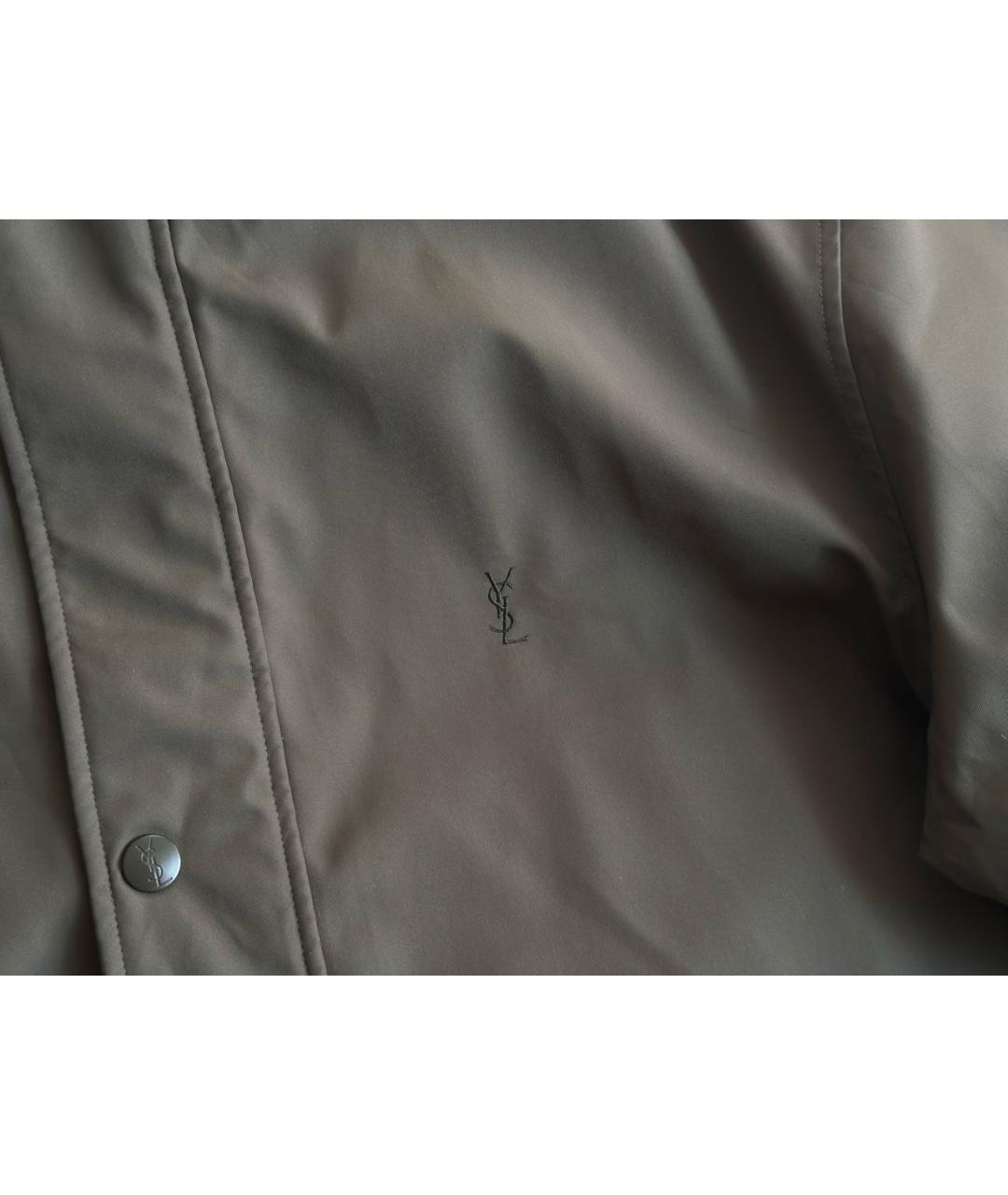 SAINT LAURENT Коричневая полиэстеровая куртка, фото 3