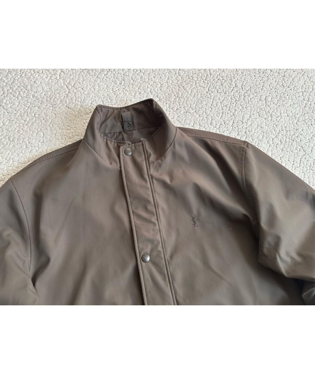 SAINT LAURENT Коричневая полиэстеровая куртка, фото 2