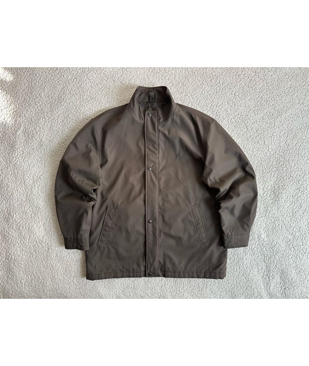 SAINT LAURENT Коричневая полиэстеровая куртка, фото 9