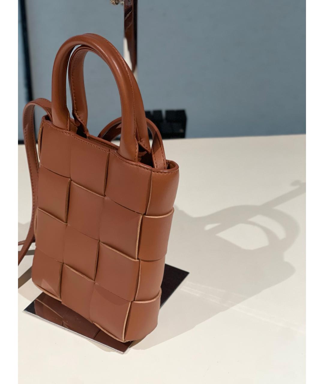 BOTTEGA VENETA Коричневая кожаная сумка через плечо, фото 4