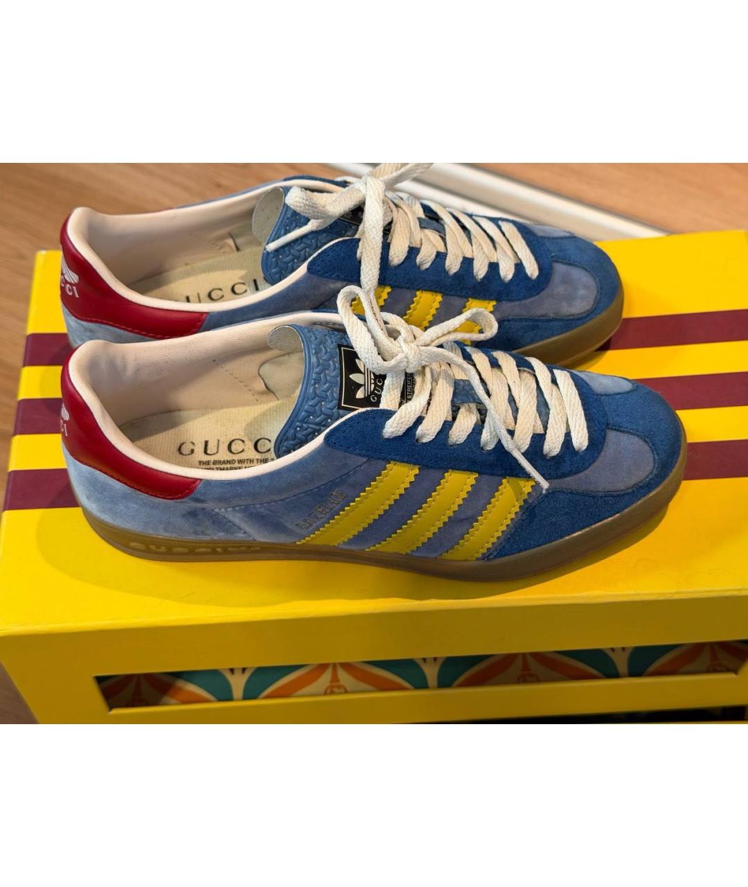 GUCCI Голубые замшевые кеды, фото 3