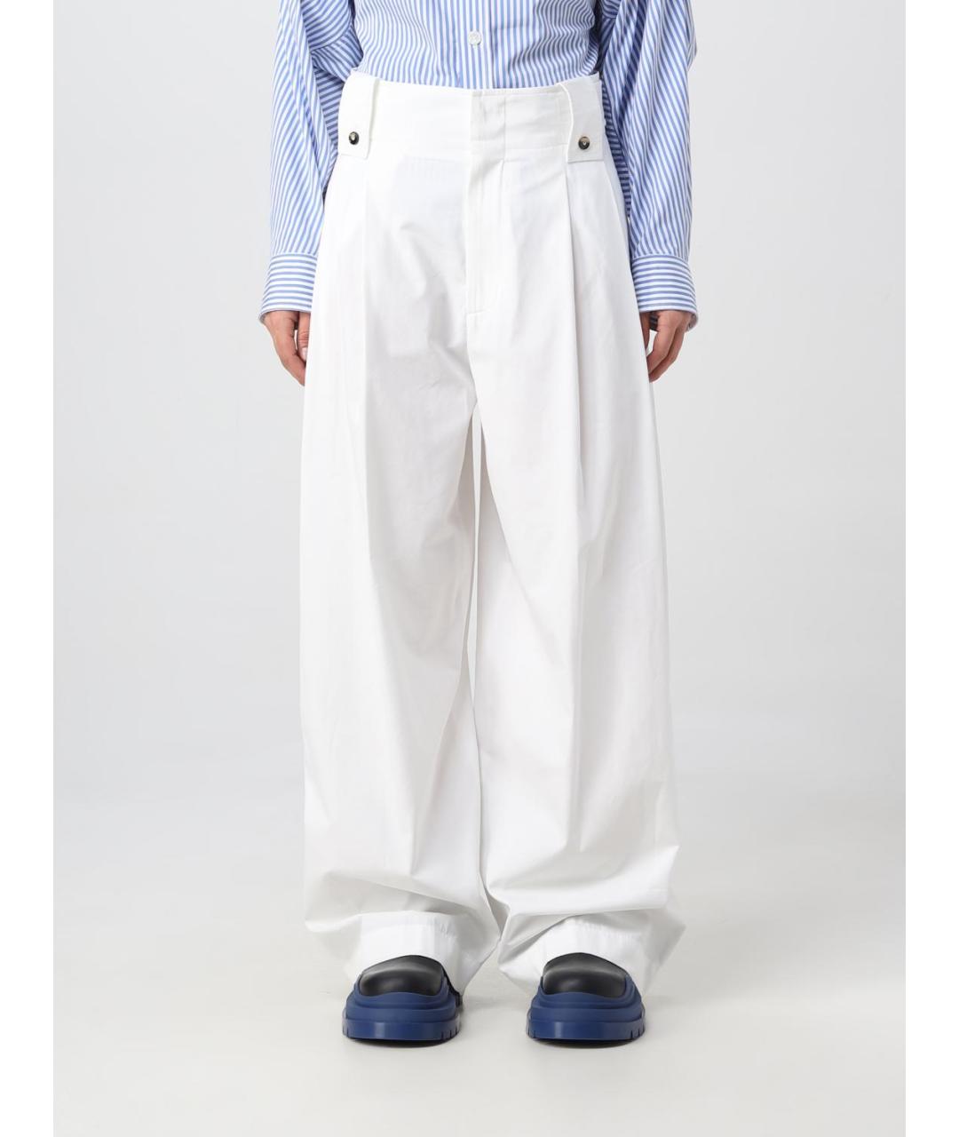 BOTTEGA VENETA Белые хлопковые прямые брюки, фото 6