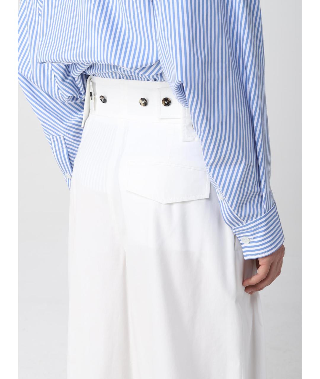 BOTTEGA VENETA Белые хлопковые прямые брюки, фото 5