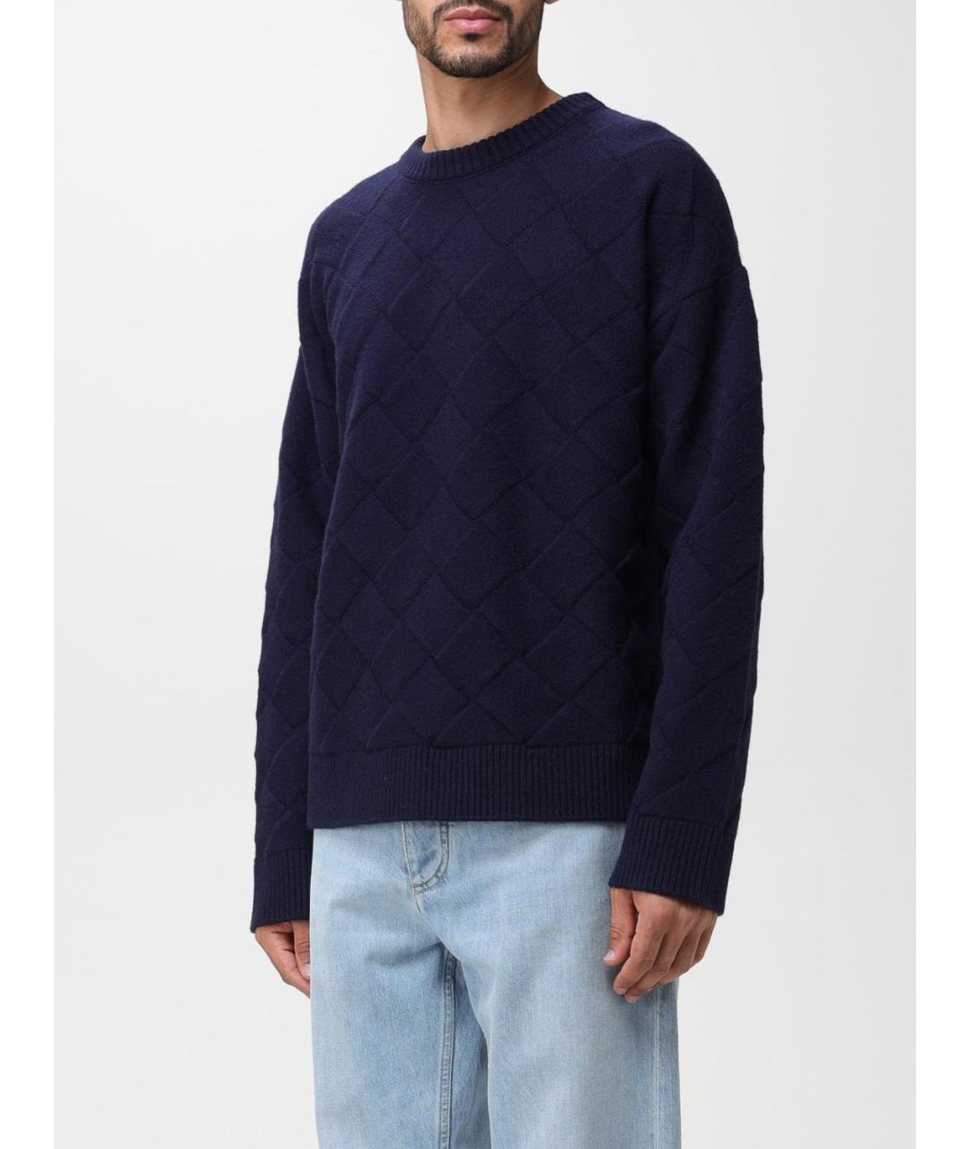 BOTTEGA VENETA Темно-синий шерстяной джемпер / свитер, фото 4