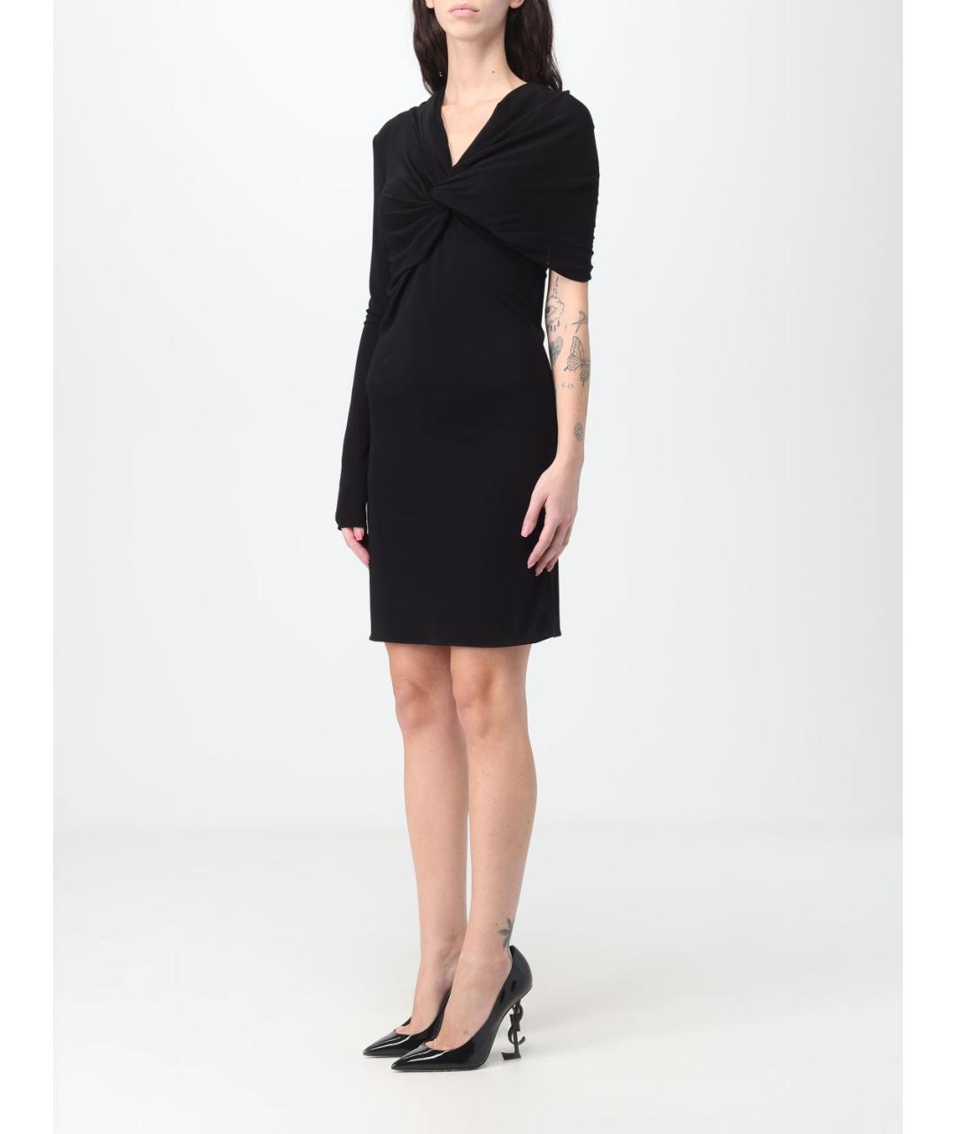 SAINT LAURENT Черное вискозное коктейльное платье, фото 4