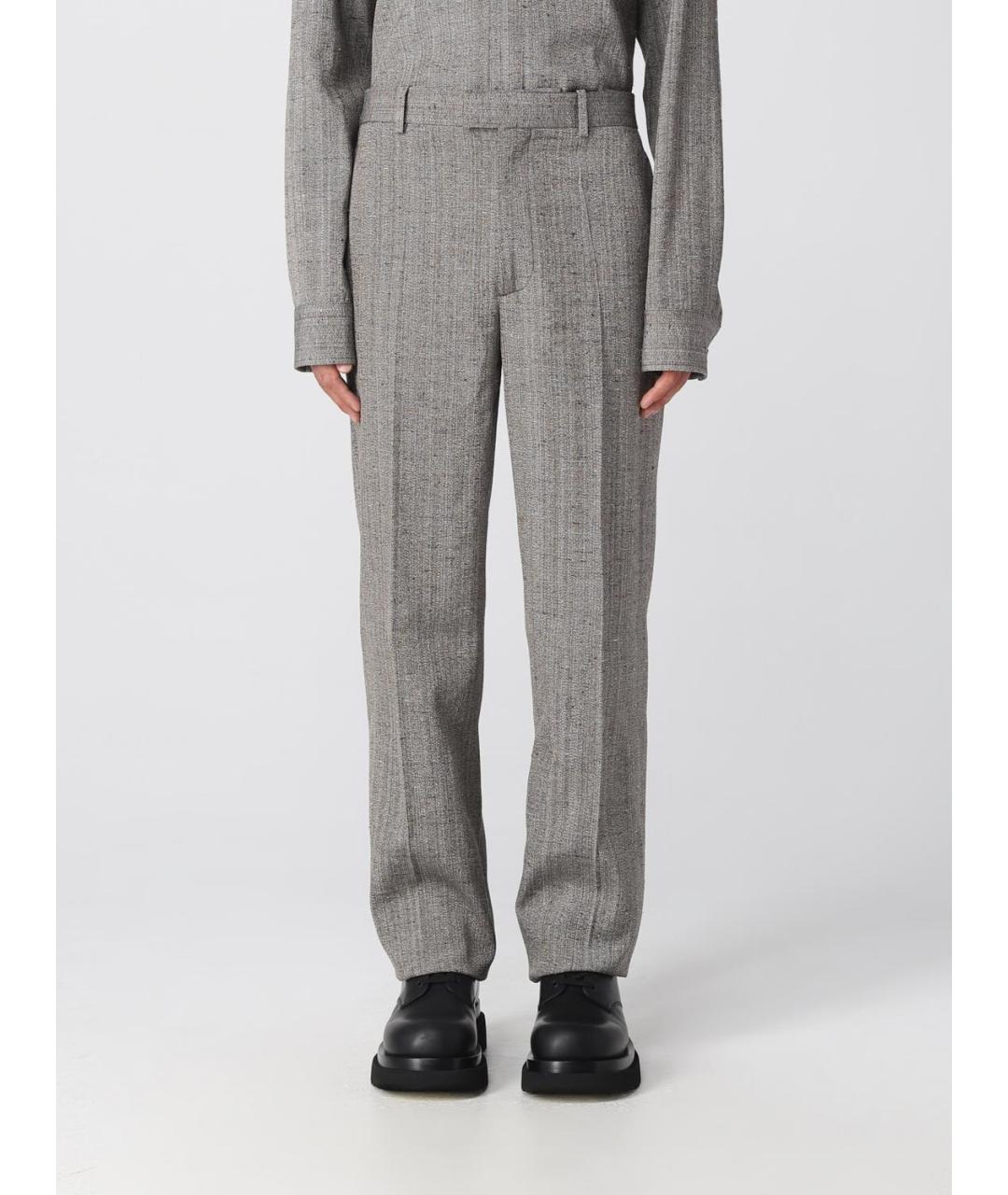 BOTTEGA VENETA Серые шерстяные повседневные брюки, фото 6