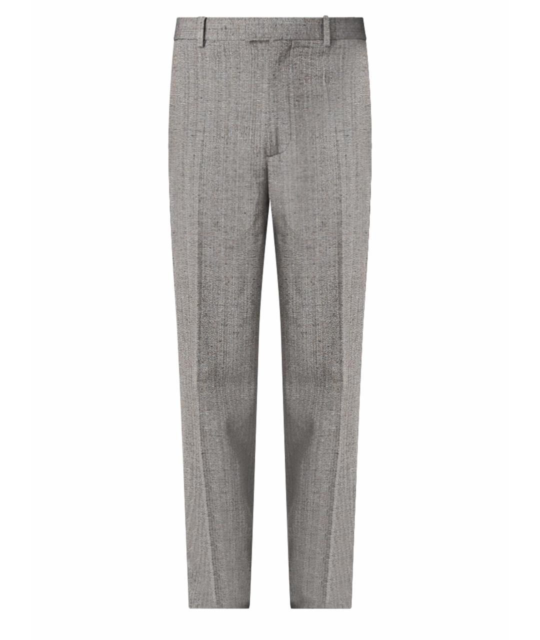 BOTTEGA VENETA Серые шерстяные повседневные брюки, фото 1