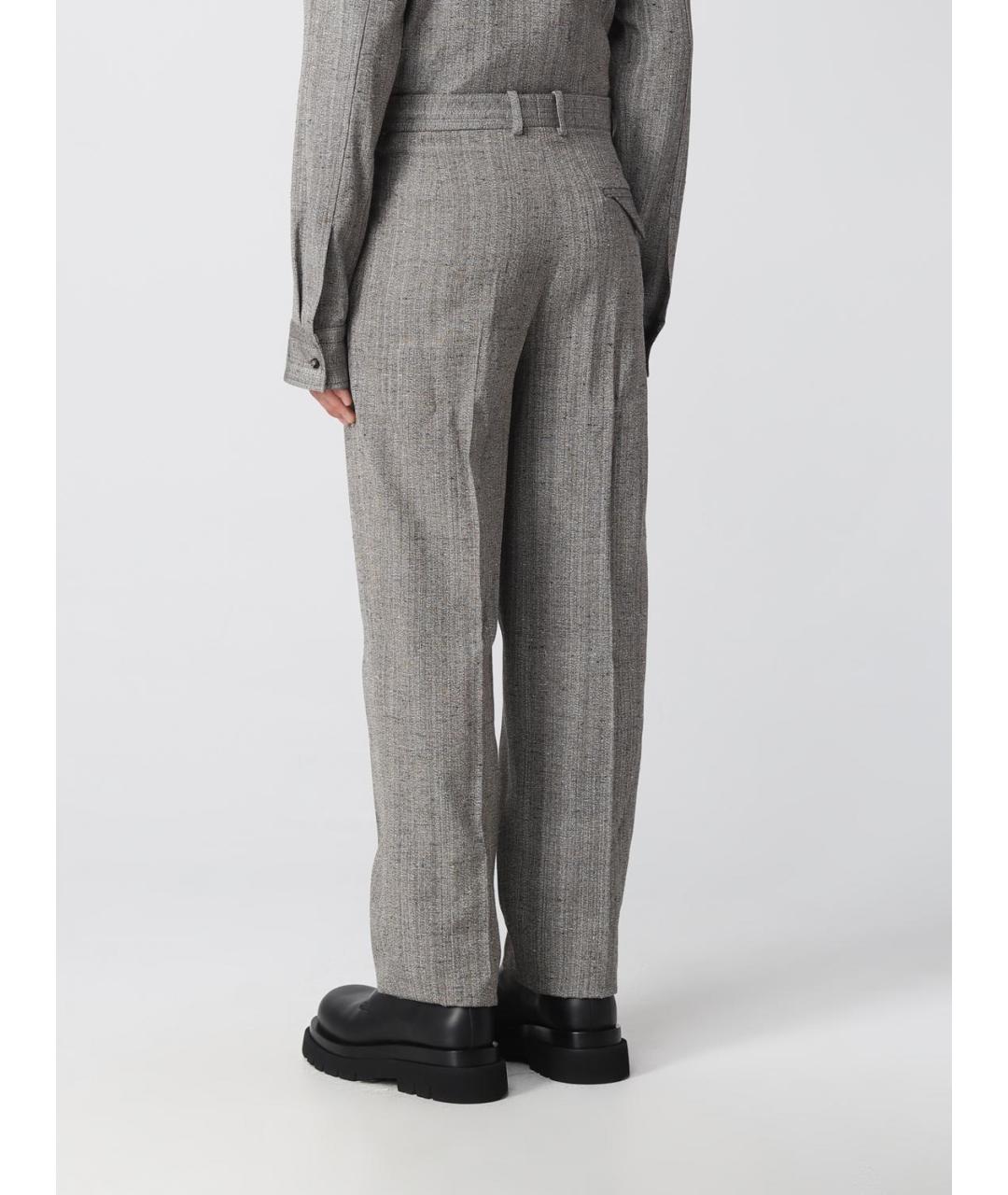 BOTTEGA VENETA Серые шерстяные повседневные брюки, фото 3