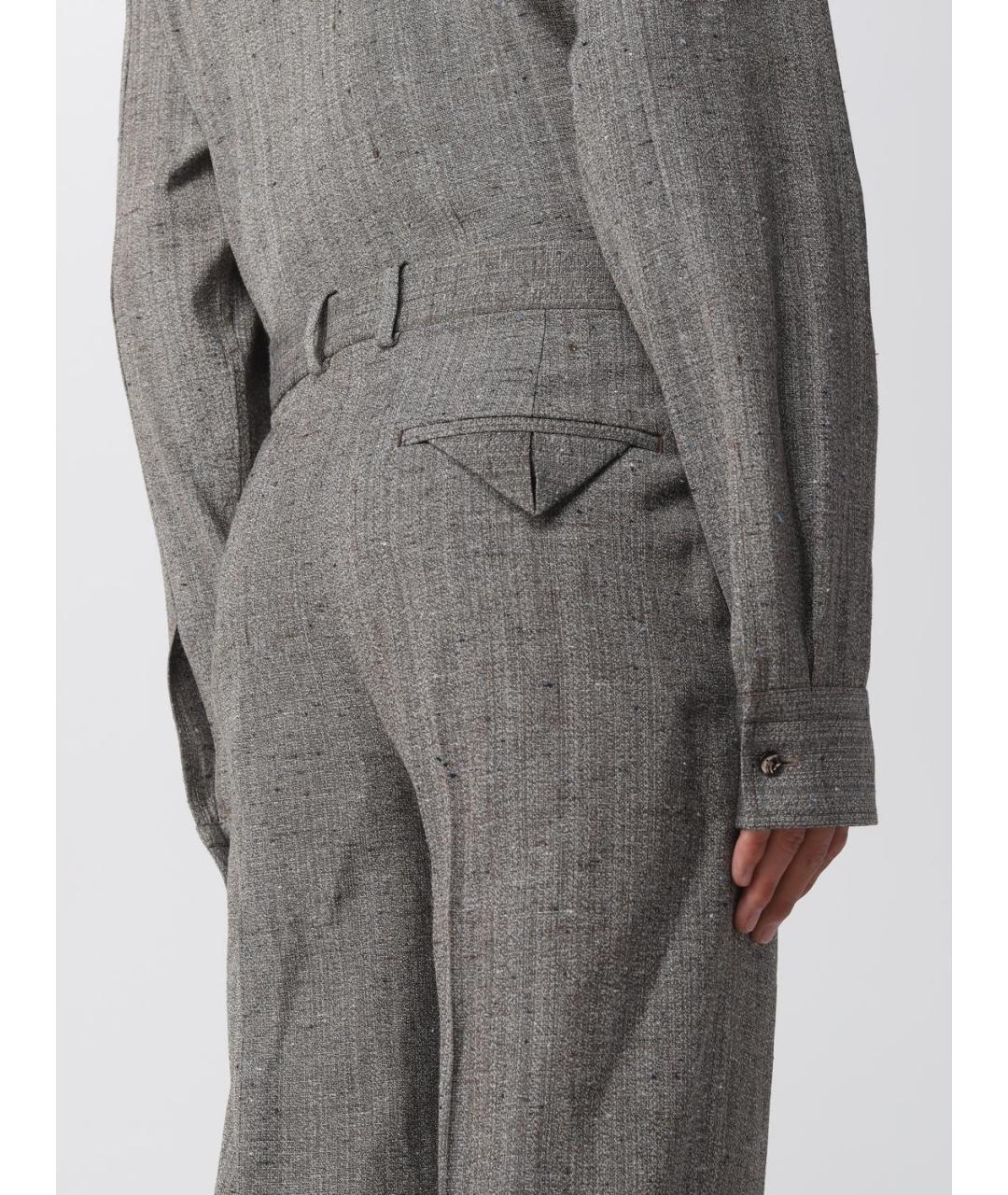 BOTTEGA VENETA Серые шерстяные повседневные брюки, фото 5