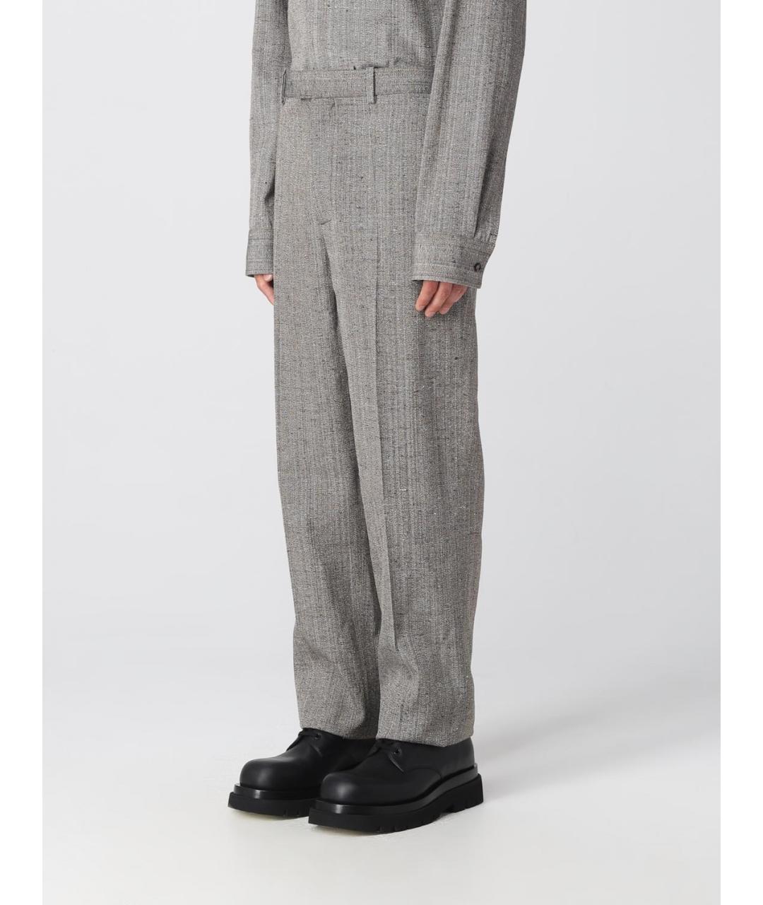 BOTTEGA VENETA Серые шерстяные повседневные брюки, фото 4
