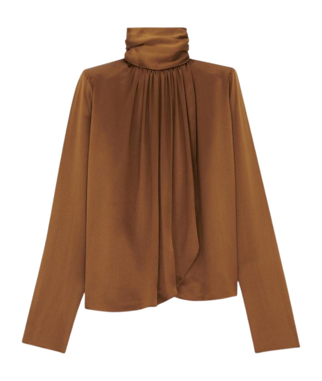 SAINT LAURENT Бежевая шелковая блузы, фото 1