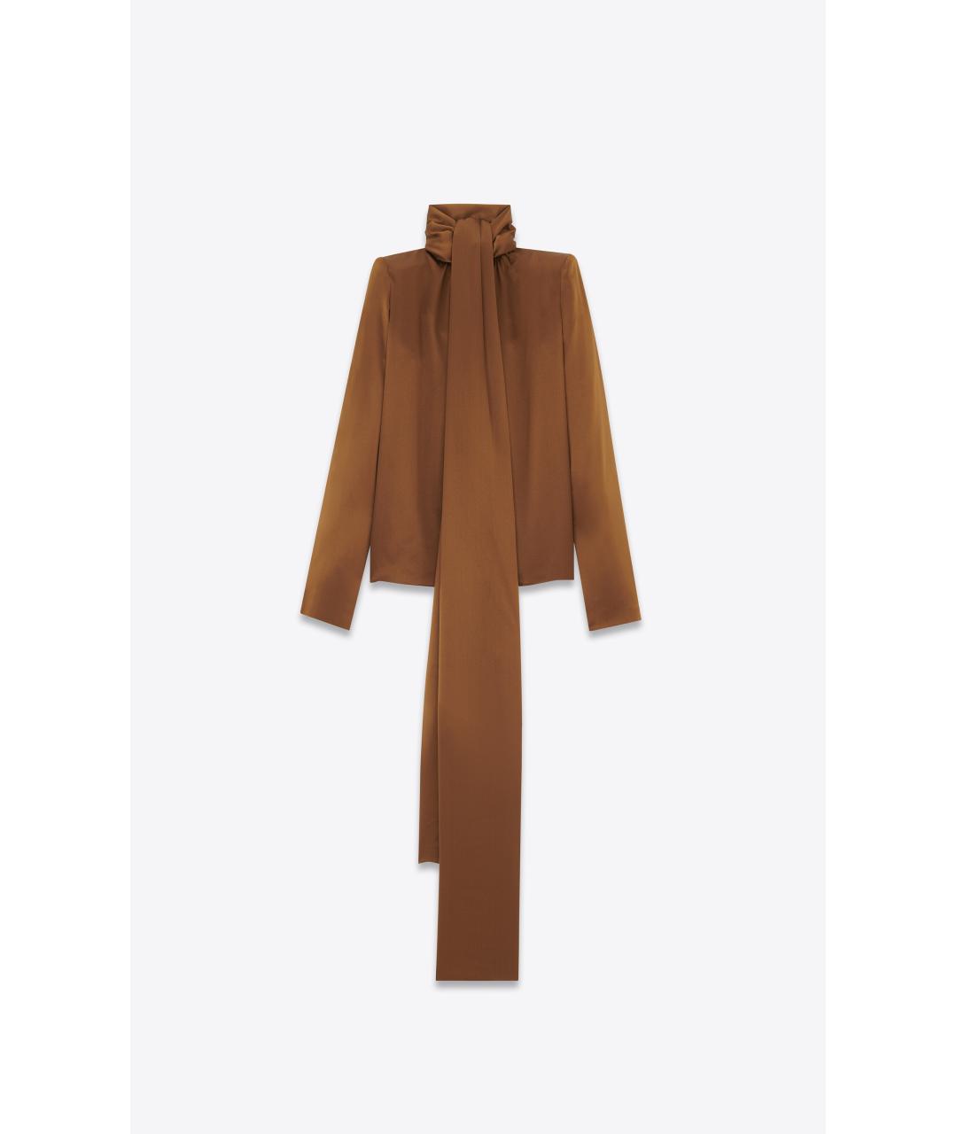 SAINT LAURENT Бежевая шелковая блузы, фото 5