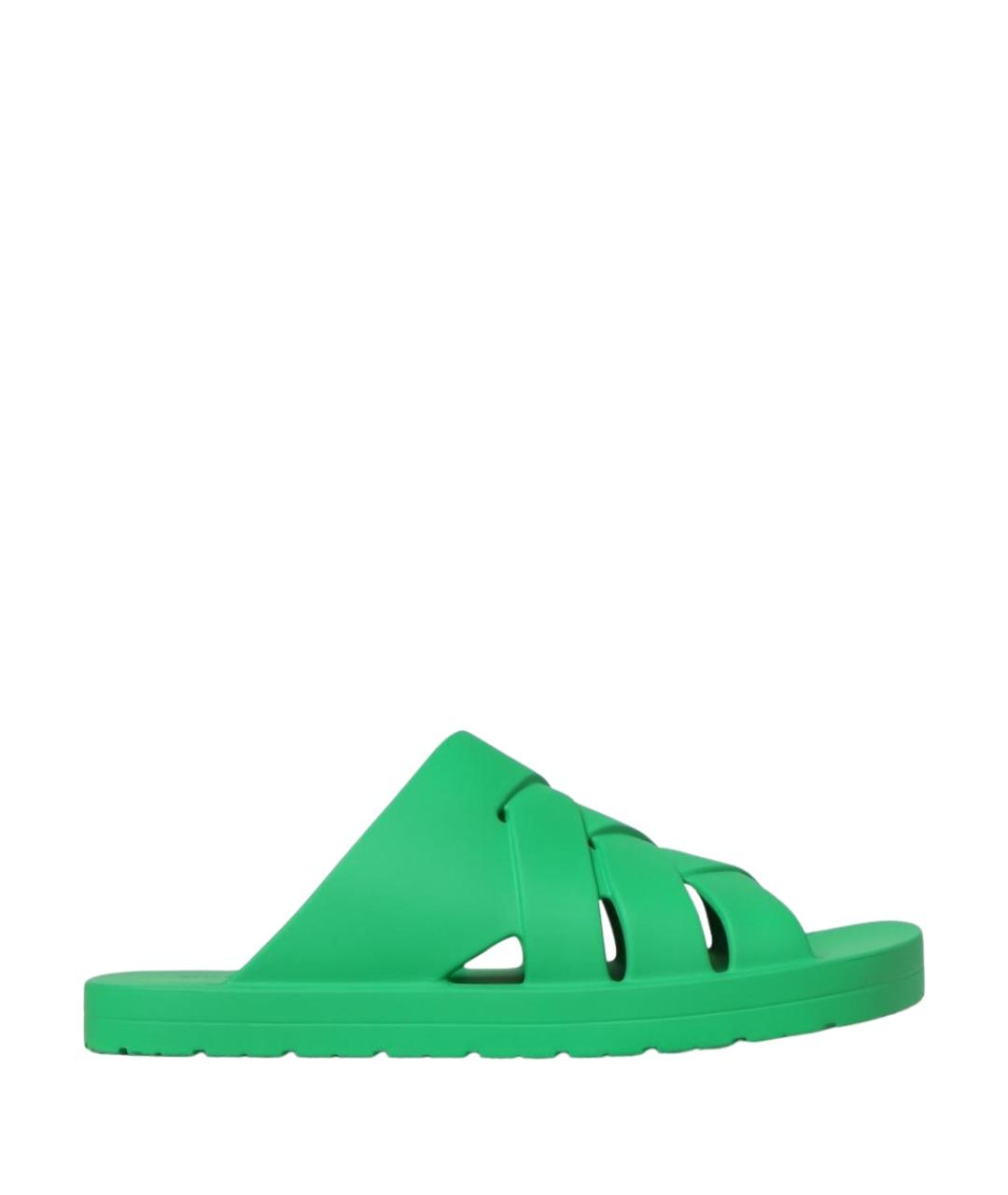 BOTTEGA VENETA Зеленые резиновые шлепанцы, фото 1