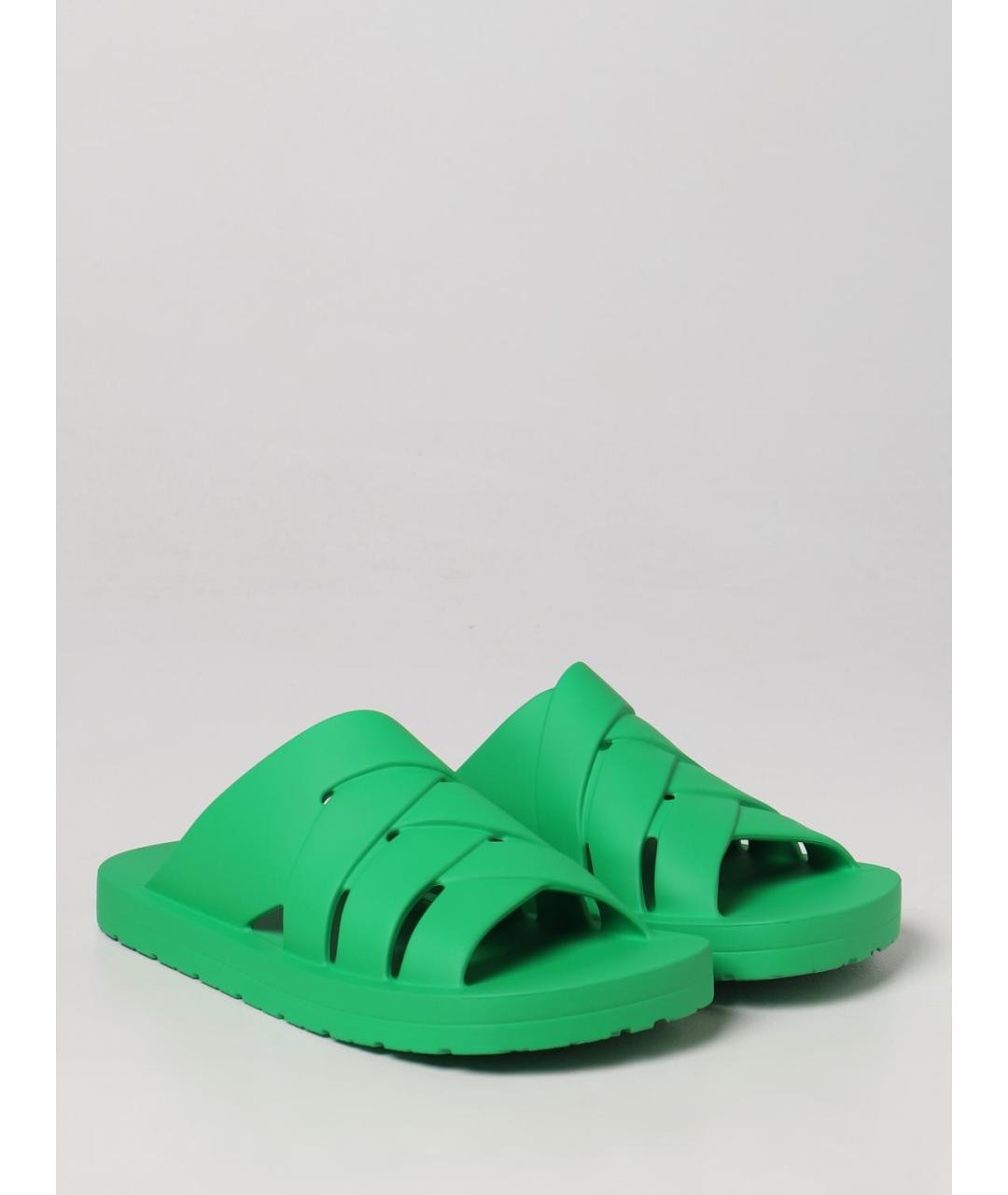 BOTTEGA VENETA Зеленые резиновые шлепанцы, фото 2