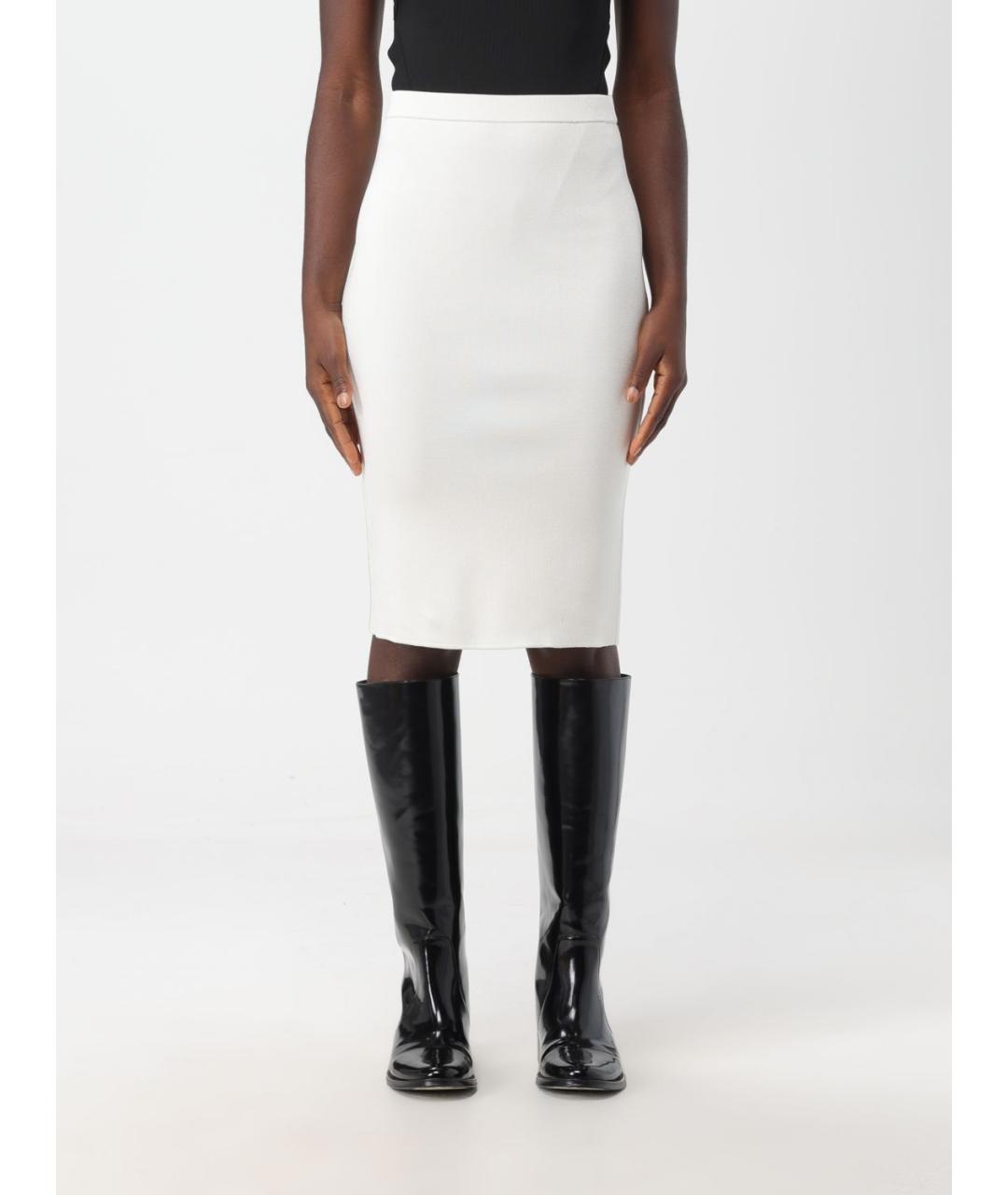 SAINT LAURENT Белая вискозная юбка миди, фото 6