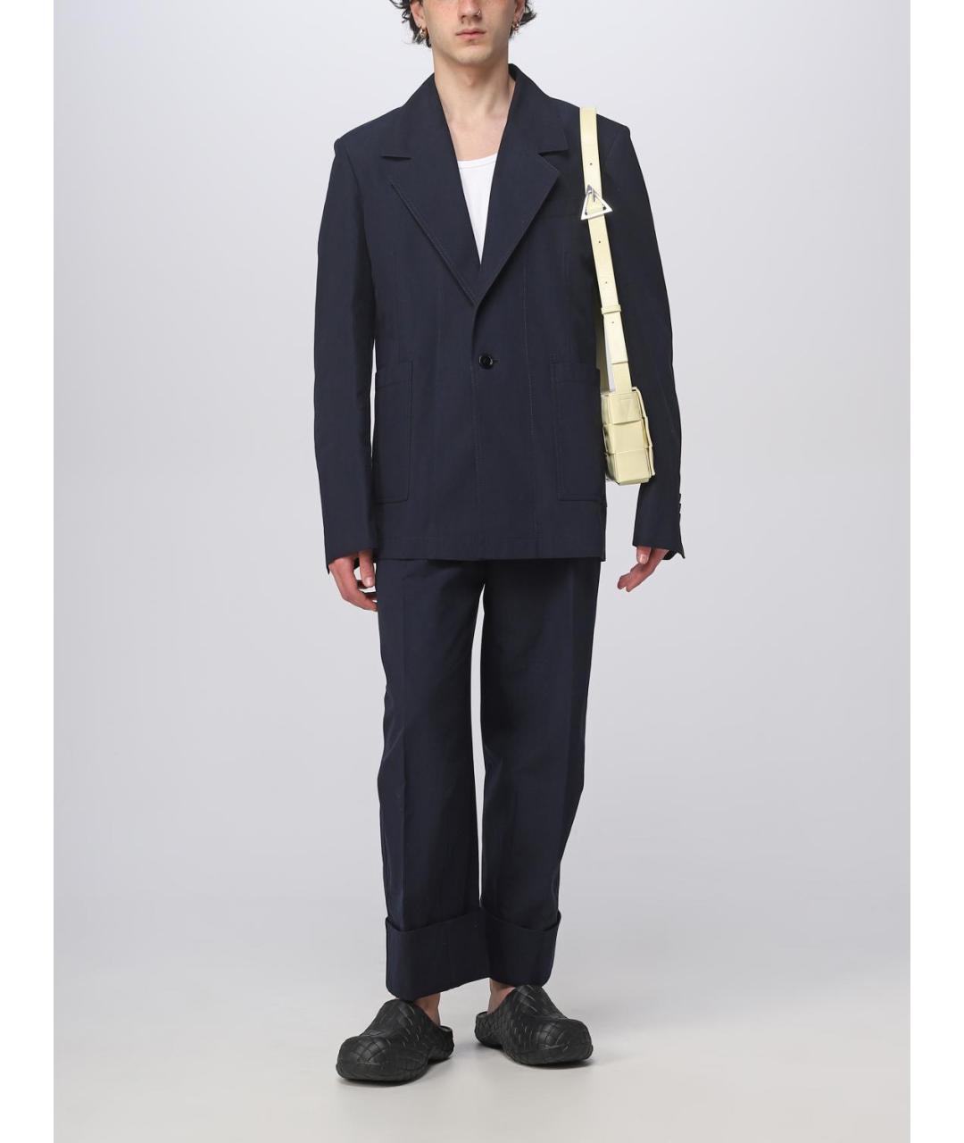 BOTTEGA VENETA Синие хлопковые повседневные брюки, фото 3