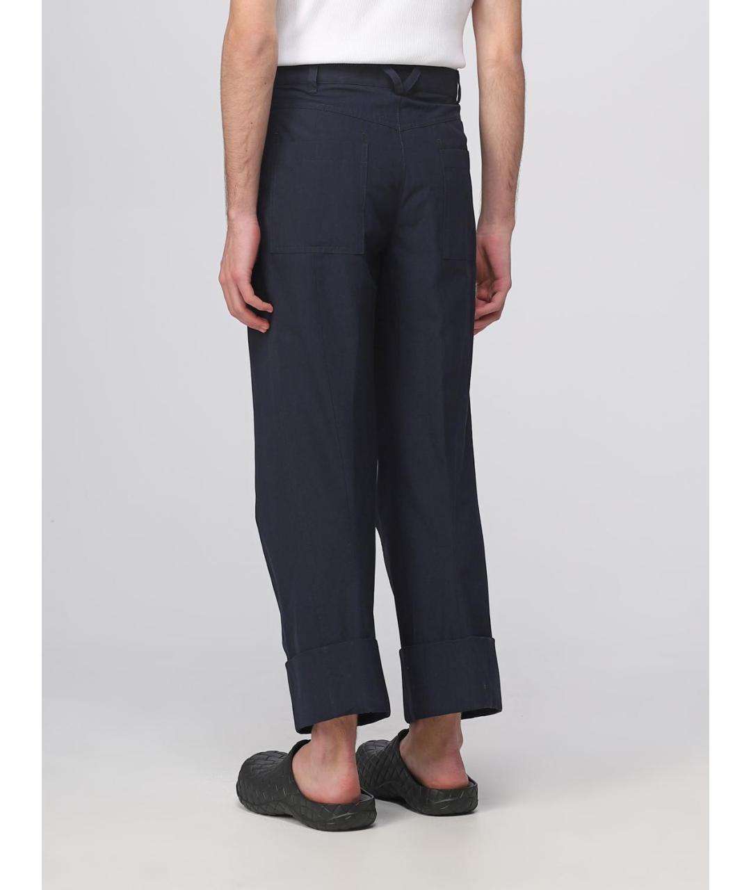 BOTTEGA VENETA Синие хлопковые повседневные брюки, фото 4